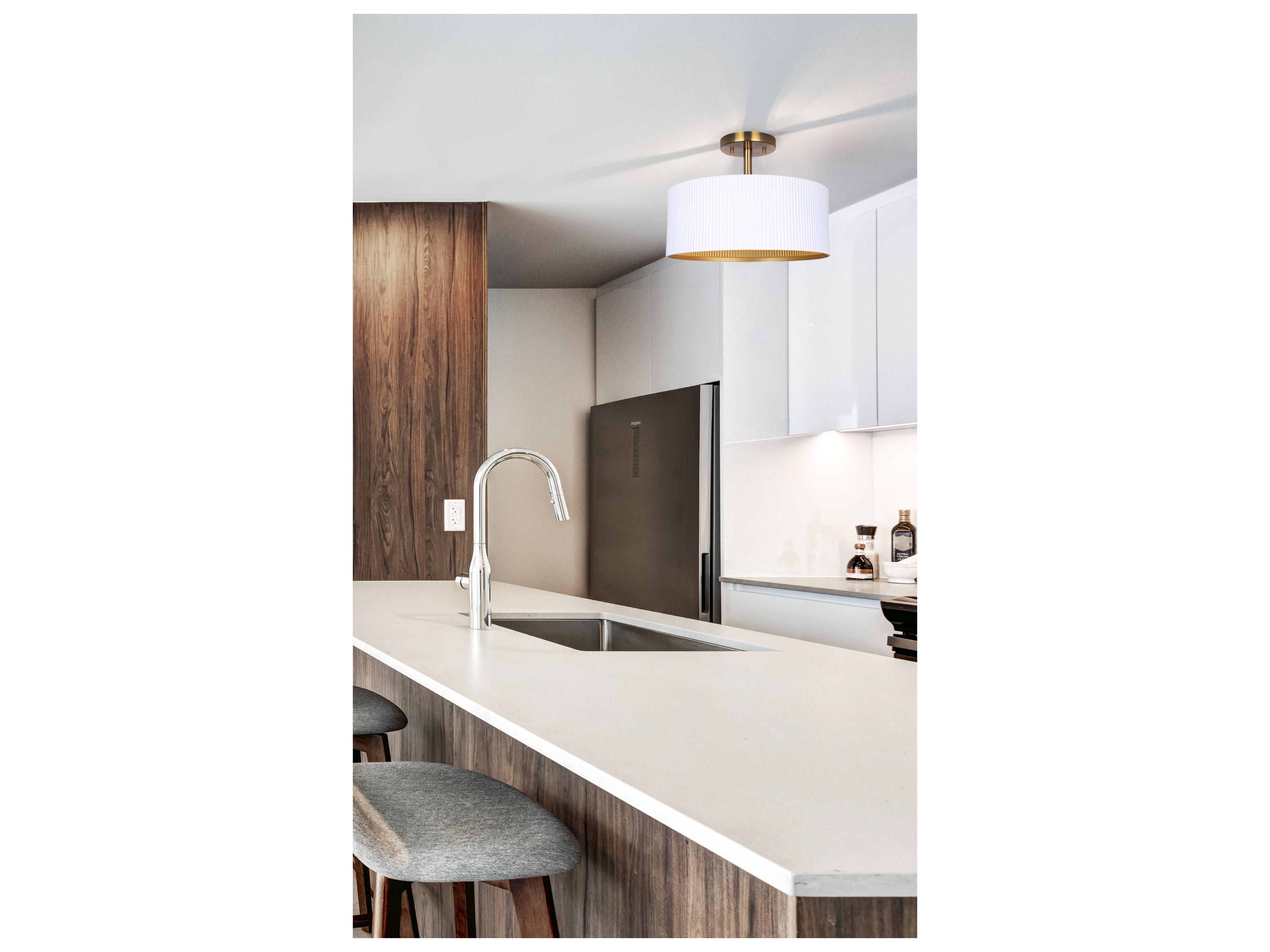 Canarm Rexton 2 -light White Drum Semi Flush Mount