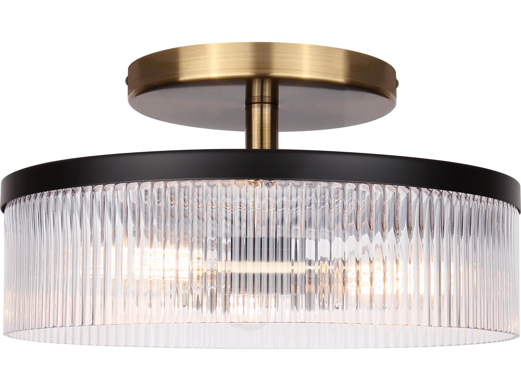 Canarm Jenner 3 -light Gold Drum Semi Flush Mount