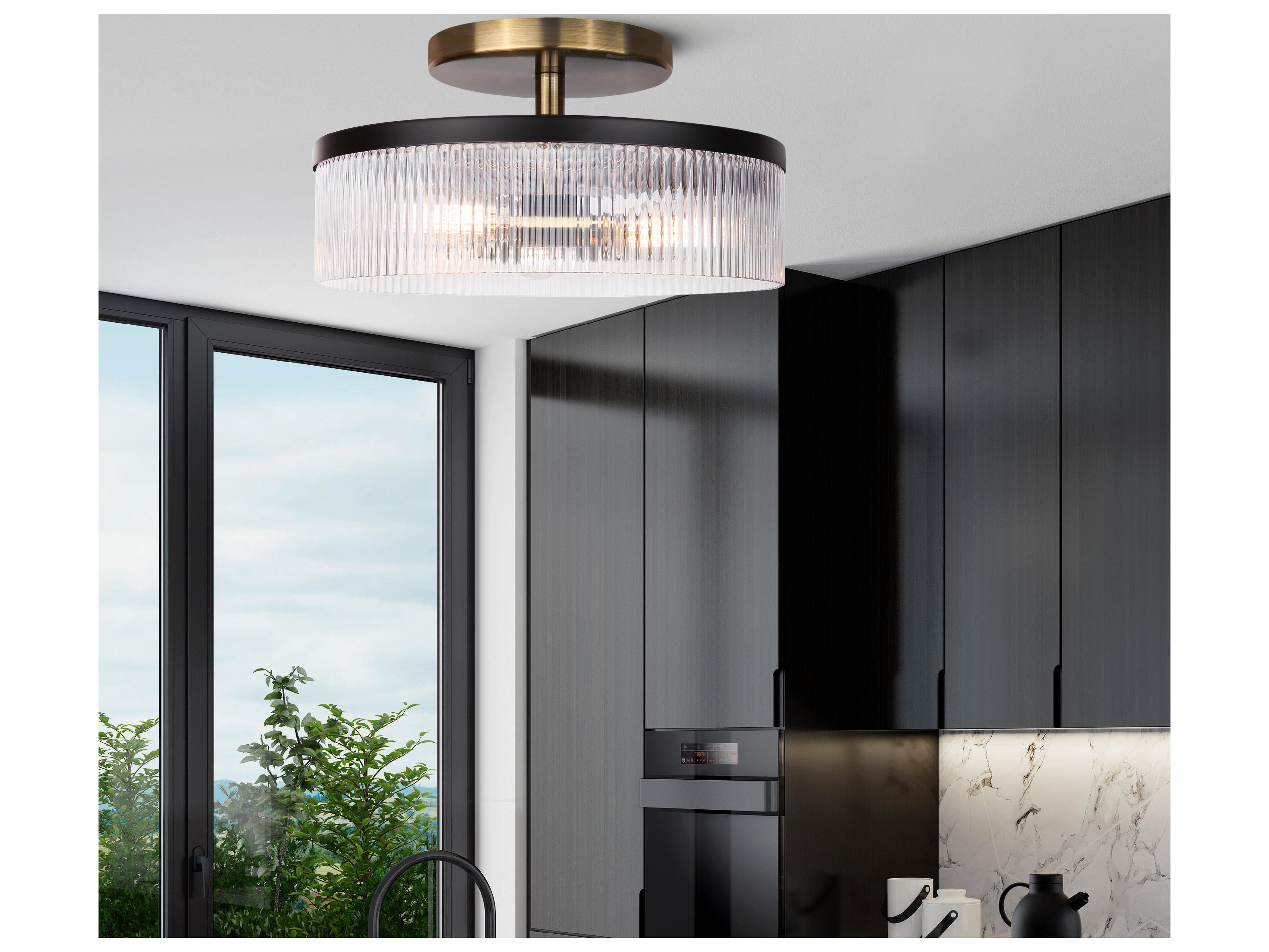 Canarm Jenner 3 -light Gold Drum Semi Flush Mount