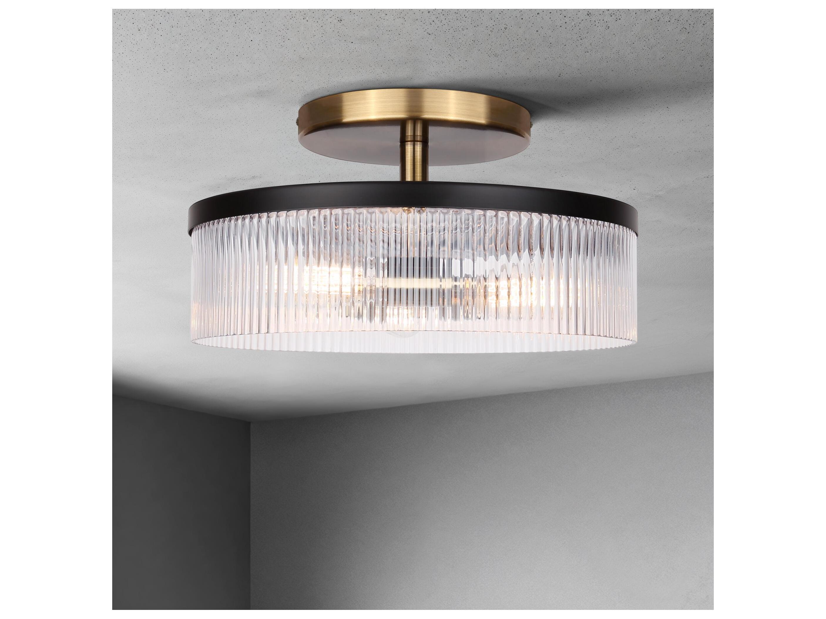 Canarm Jenner 3 -light Gold Drum Semi Flush Mount