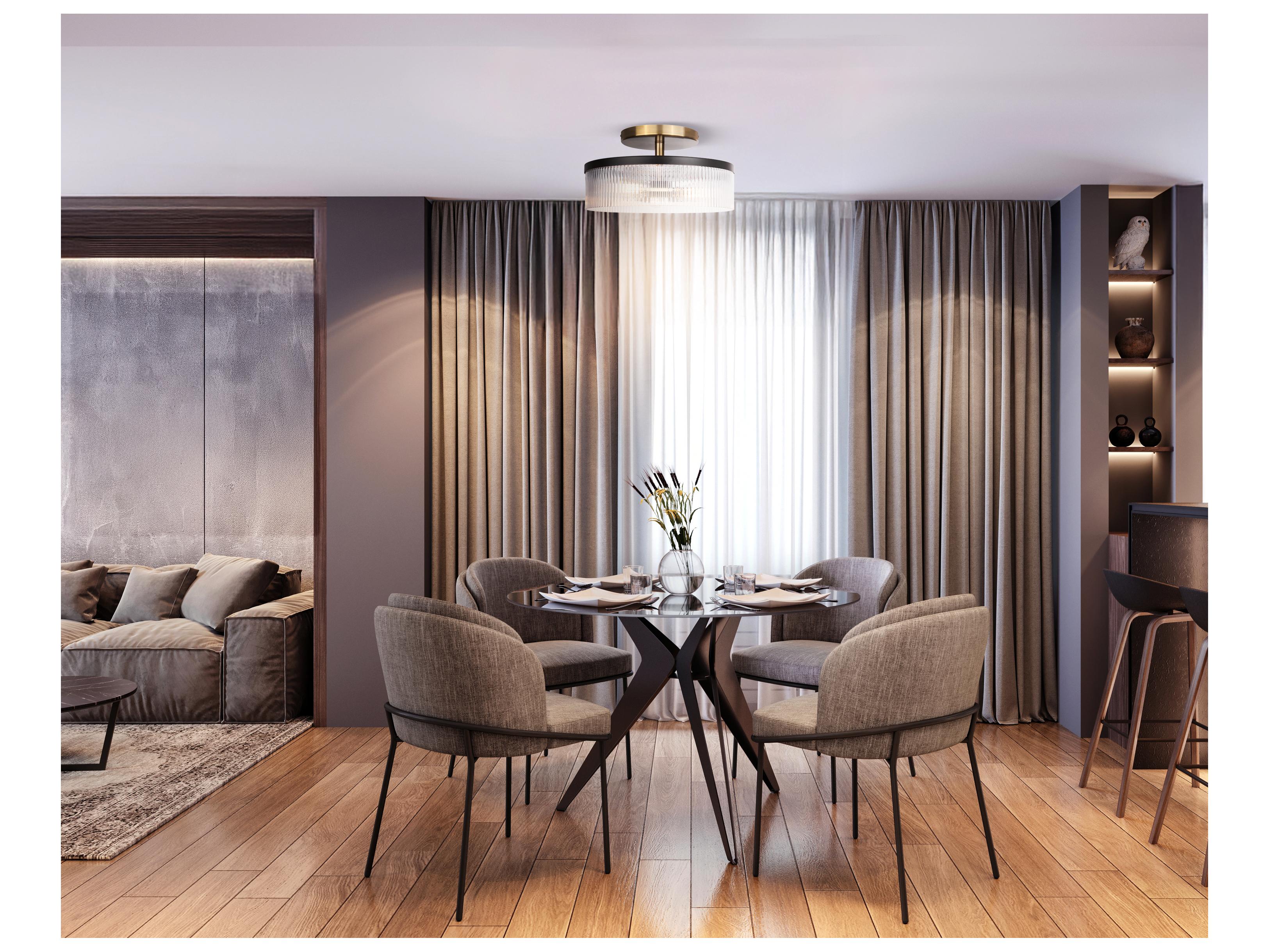 Canarm Jenner 3 -light Gold Drum Semi Flush Mount