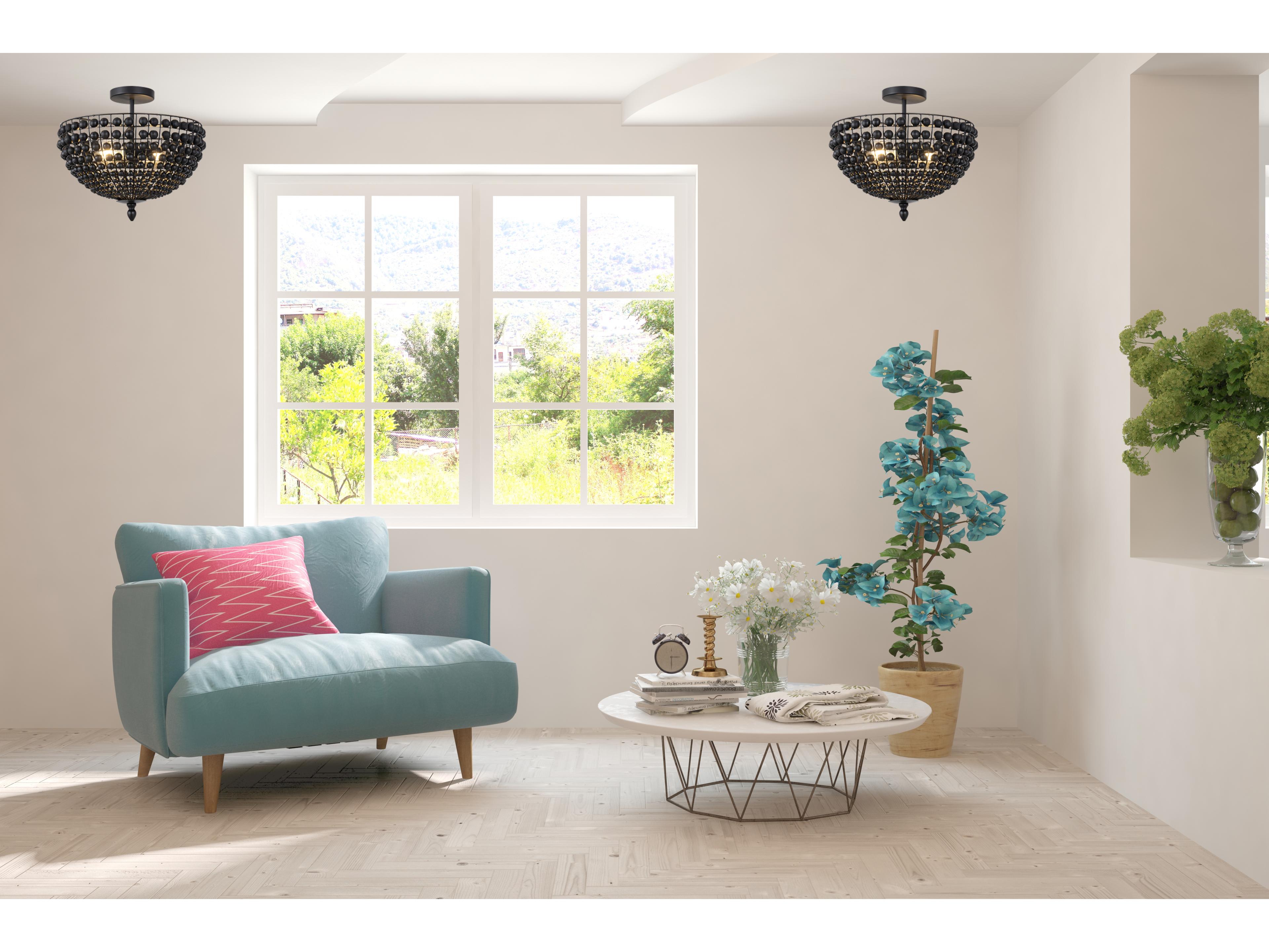 Canarm Burkley 2 -light Black Dome Semi Flush Mount