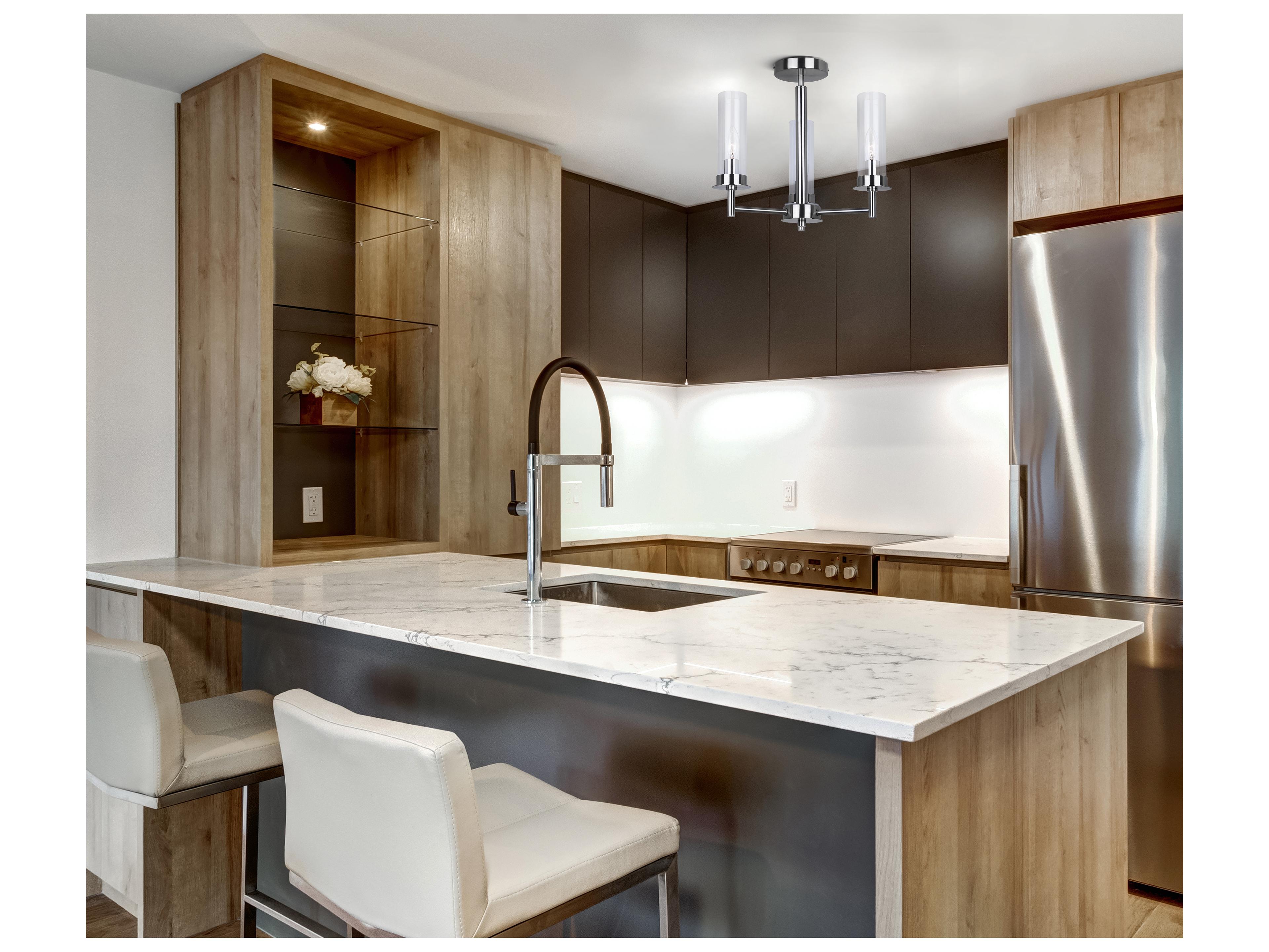 Canarm Benson 3 -light Nickel Cylinder Semi Flush Mount