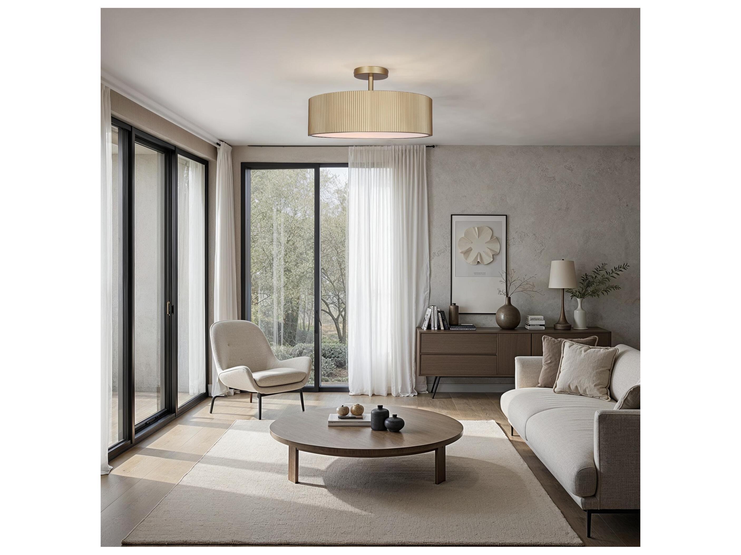 Canarm Scarlett 2 -light Gold Drum Semi Flush Mount