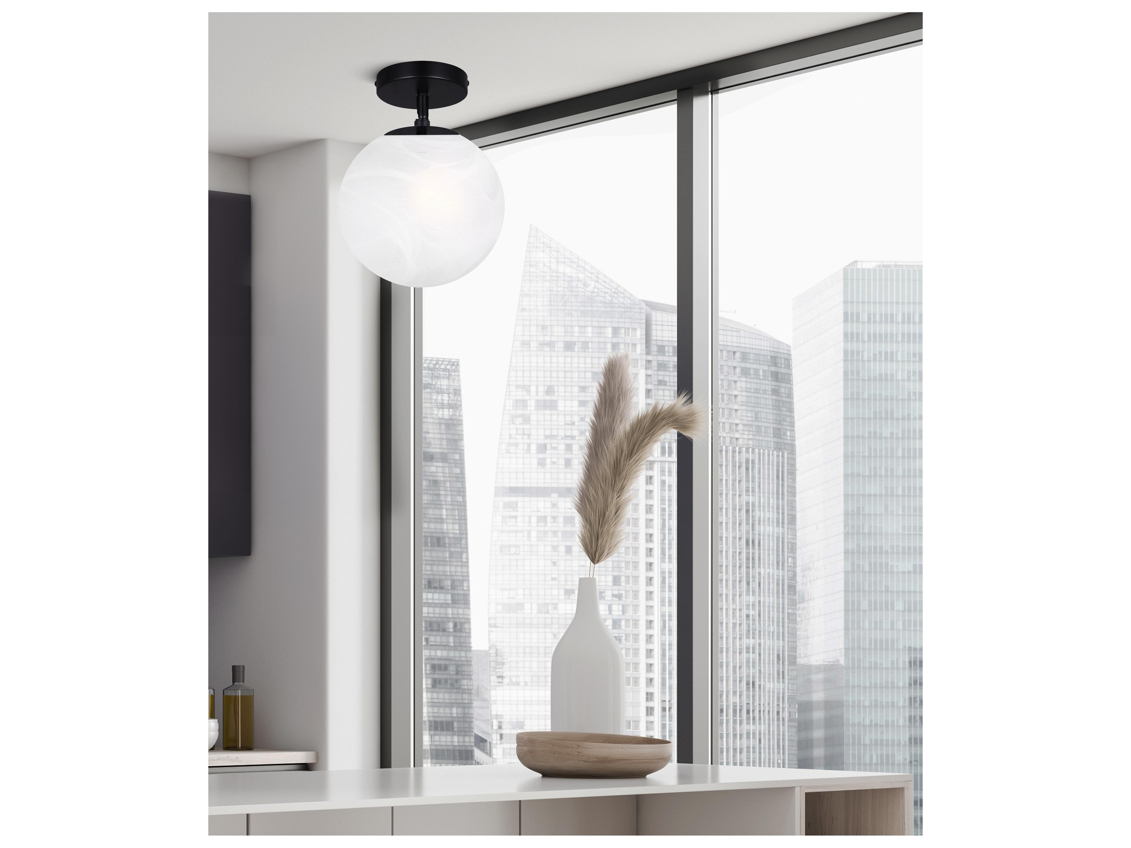 Canarm Mackenna 1 -light Black Globe Semi Flush Mount
