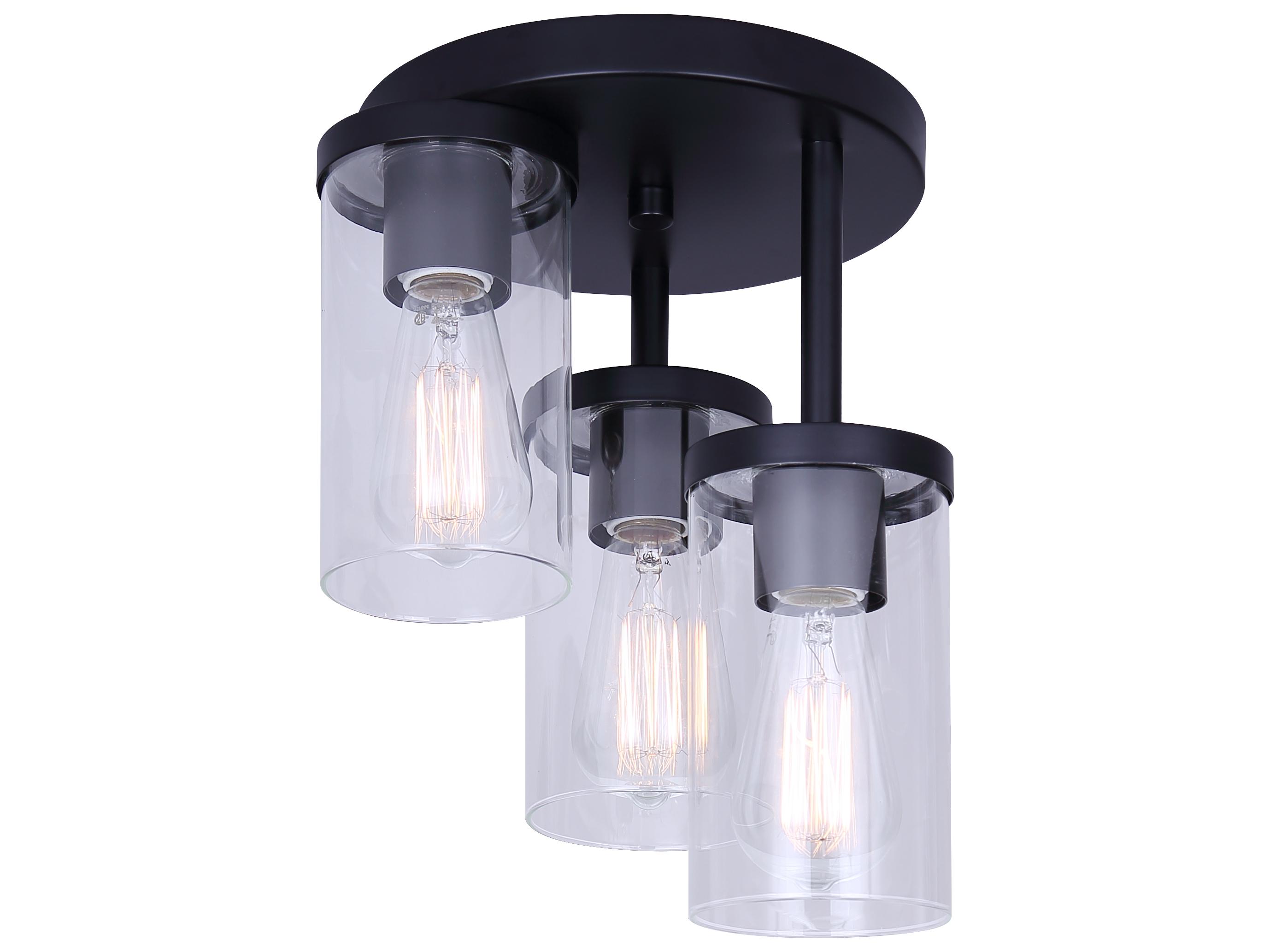 Canarm Britton 3 -light Black Cylinder Semi Flush Mount