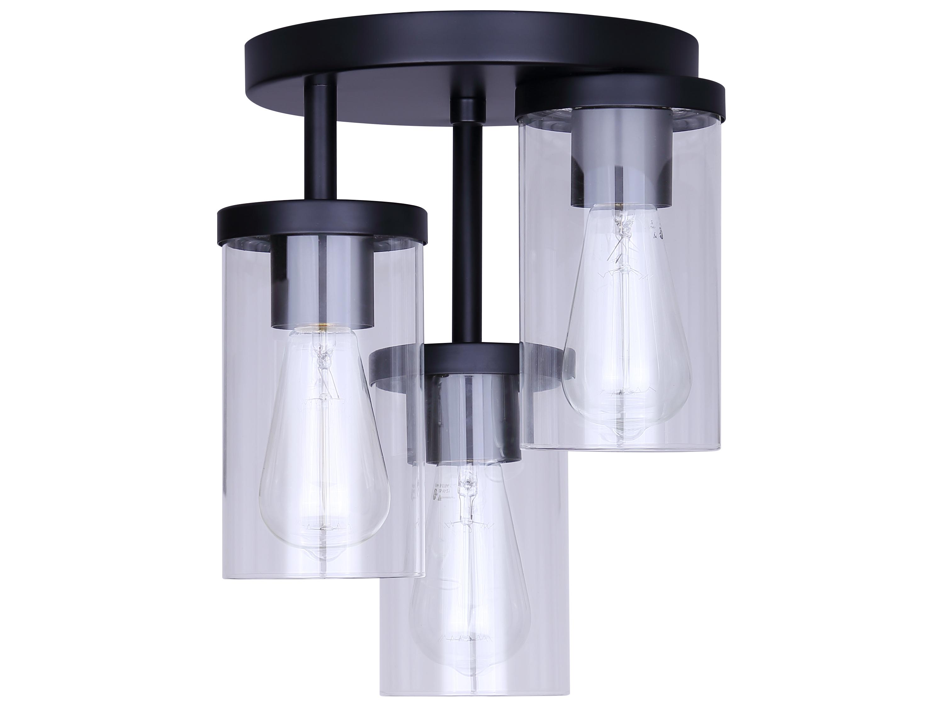 Canarm Britton 3 -light Black Cylinder Semi Flush Mount