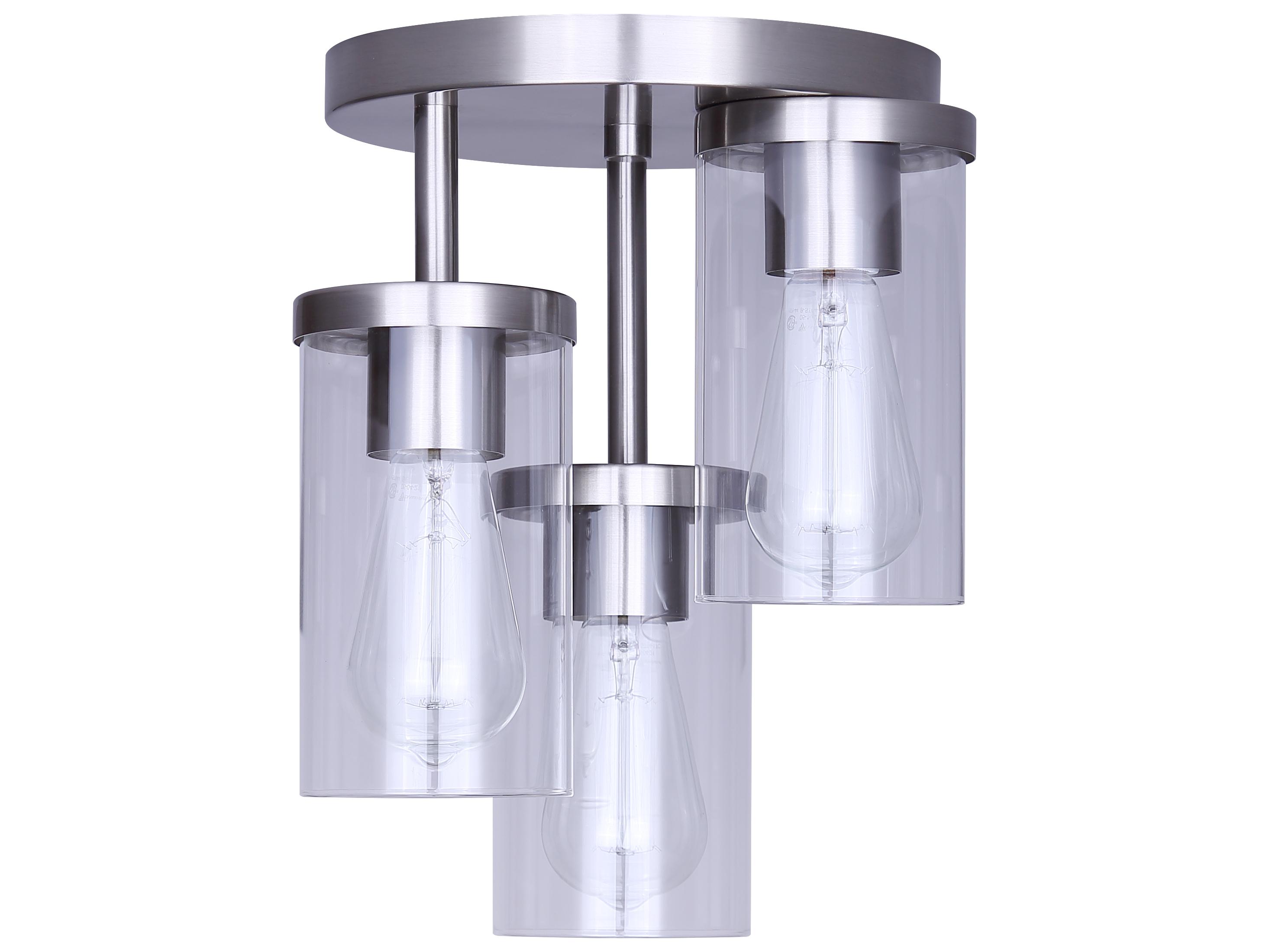 Canarm Britton 3 -light Nickel Cylinder Semi Flush Mount