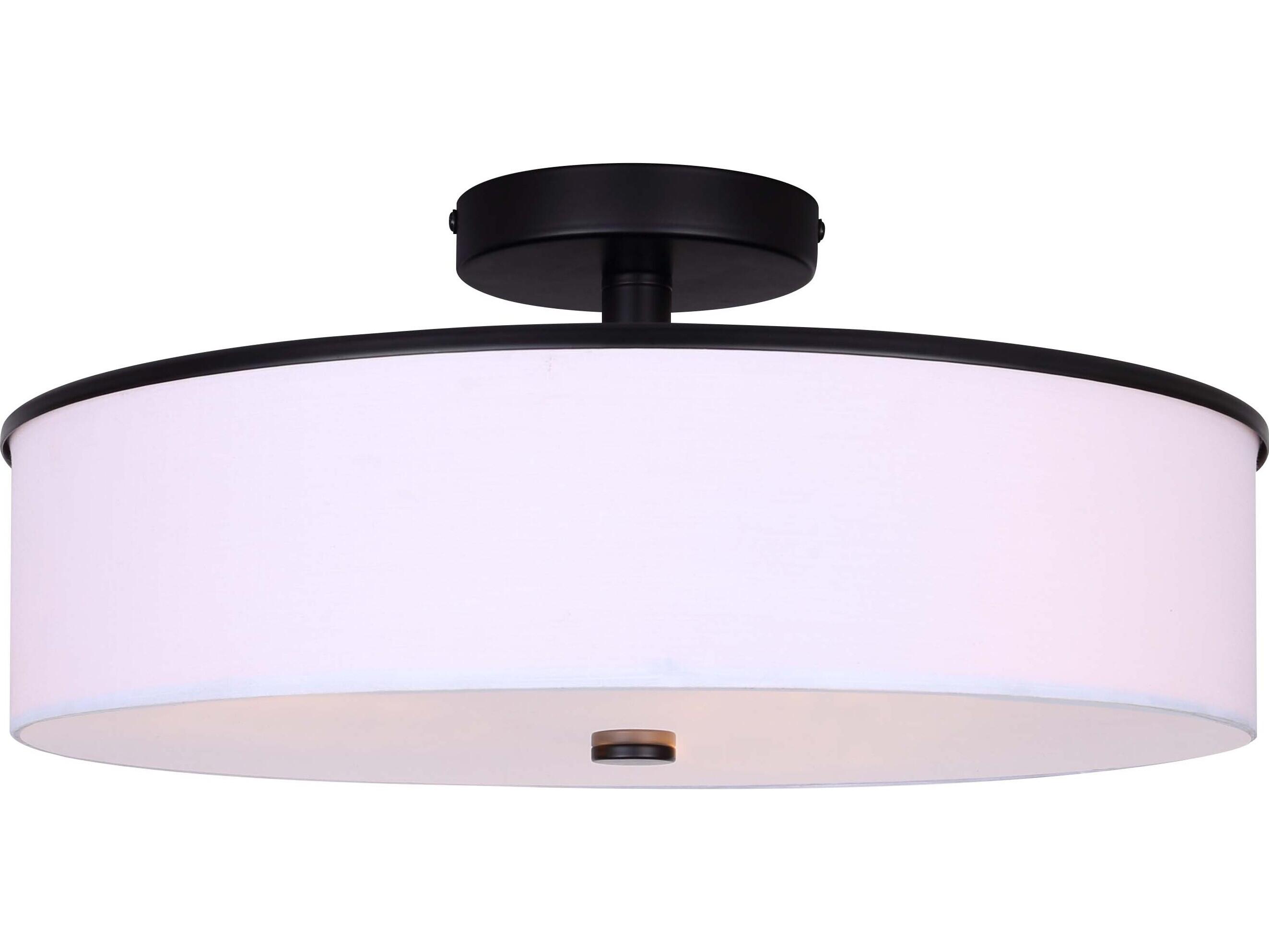 Canarm Tristan 3 -light Black Drum Semi Flush Mount