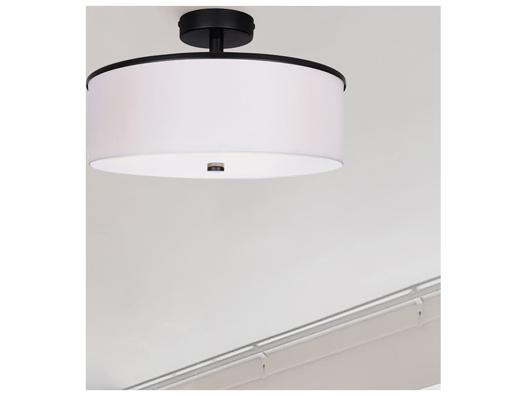 Canarm Tristan 3 -light Black Drum Semi Flush Mount