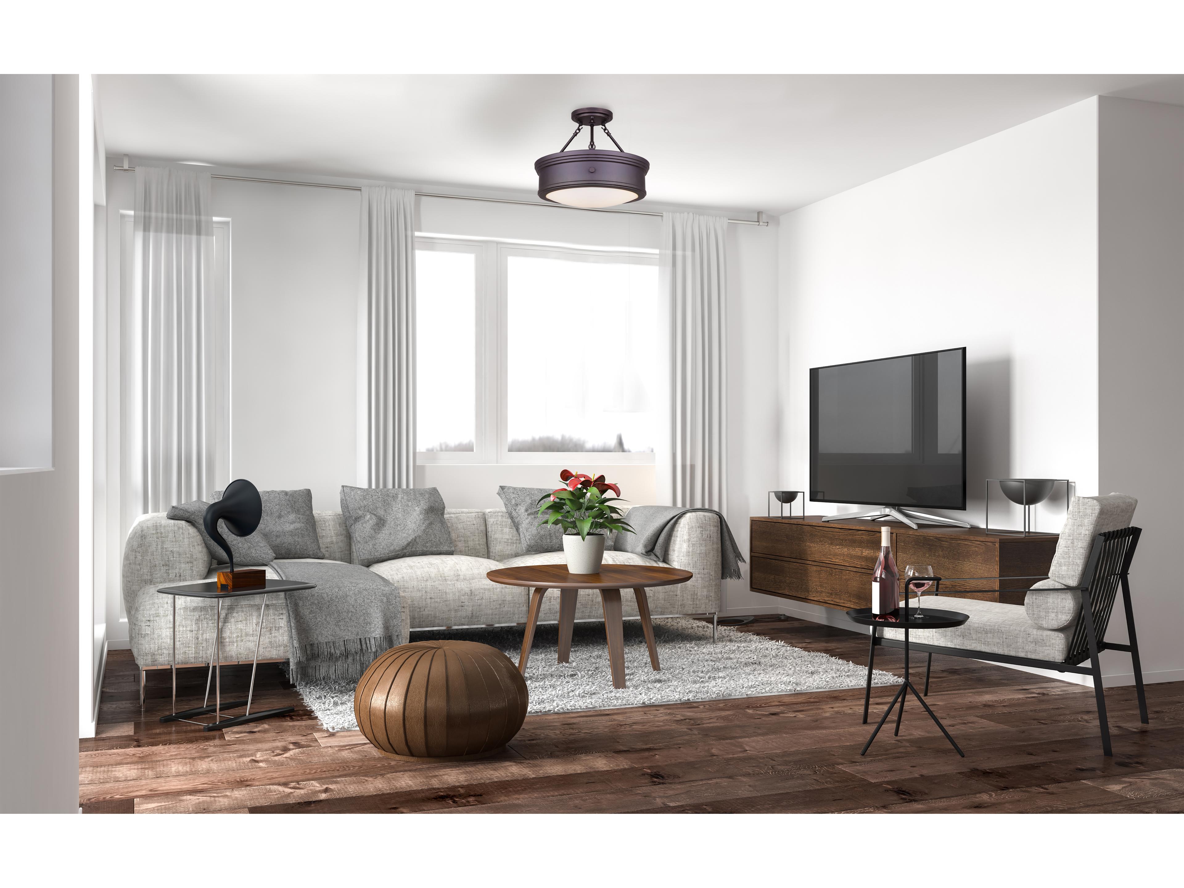 Canarm Boku 3 -light Bronze Drum Semi Flush Mount