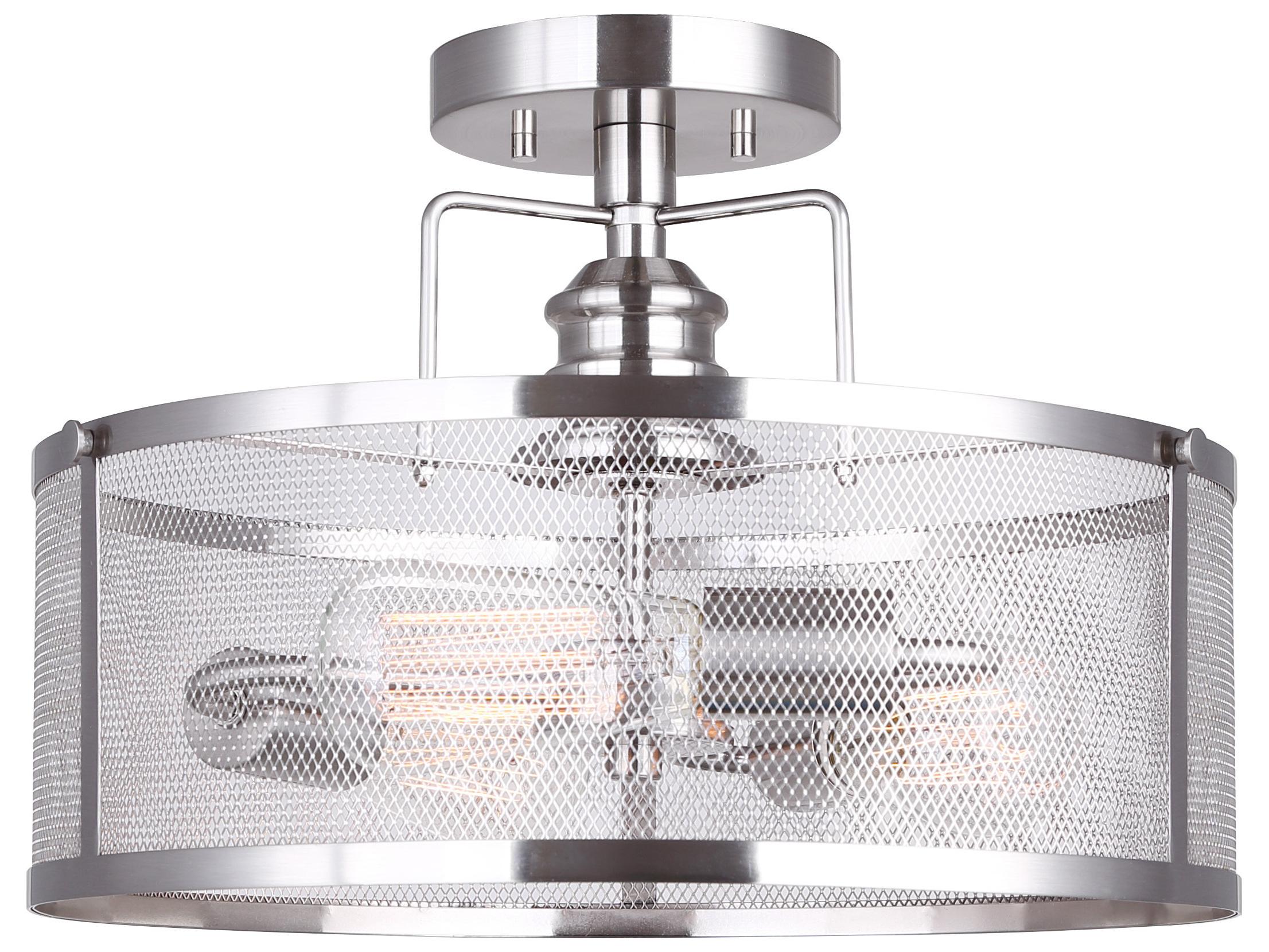 Canarm Beckett 3 -light Nickel Drum Semi Flush Mount