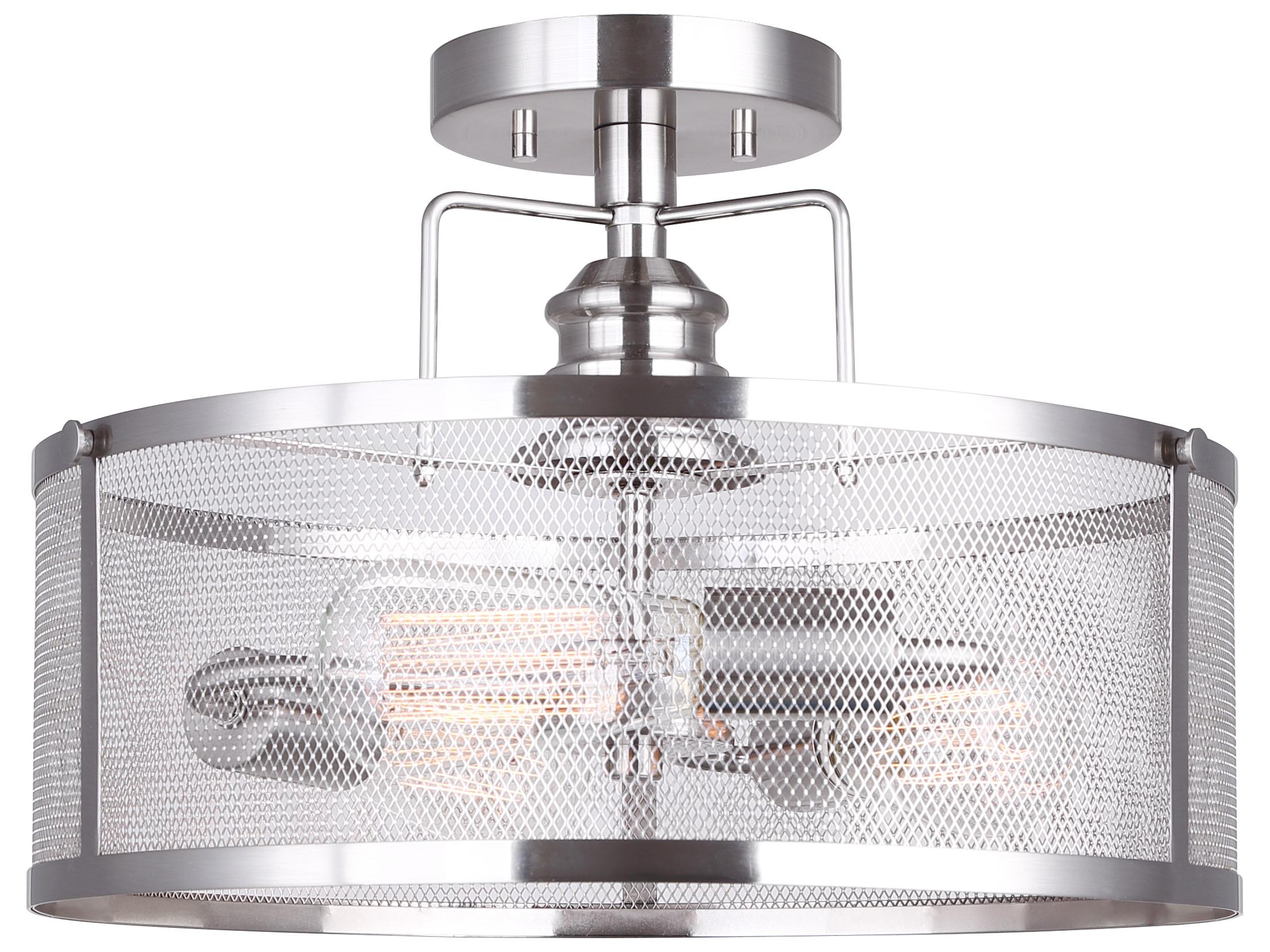 Canarm Beckett 3 -light Nickel Drum Semi Flush Mount