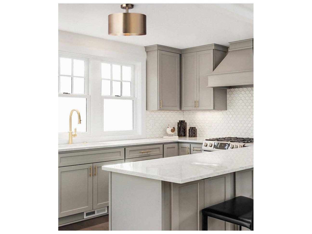 Canarm Lola 3 -light Gold Drum Semi Flush Mount