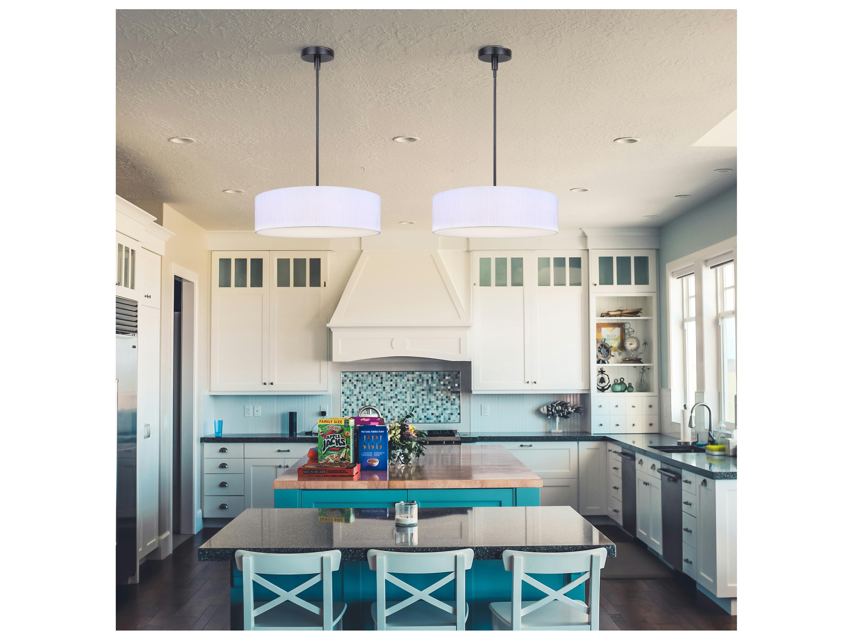 Canarm Carmynn 1 -light Black LED Drum Pendant