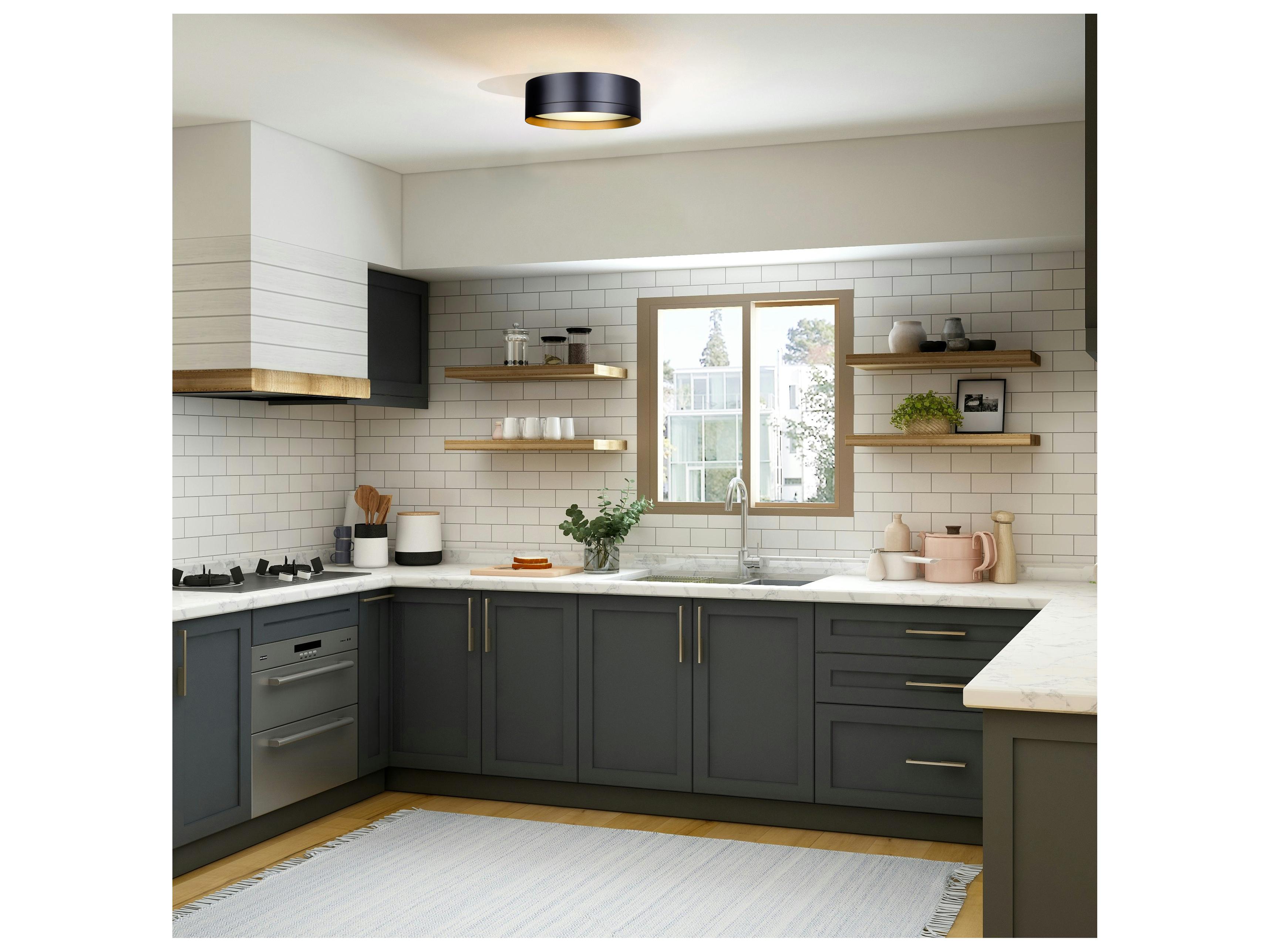 Canarm Kyrie 1 -light Black LED Drum Flush Mount