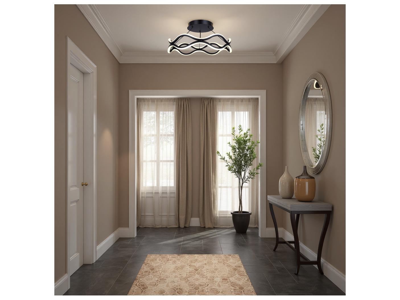 Canarm Castra 3 -light Black LED Round Semi Flush Mount