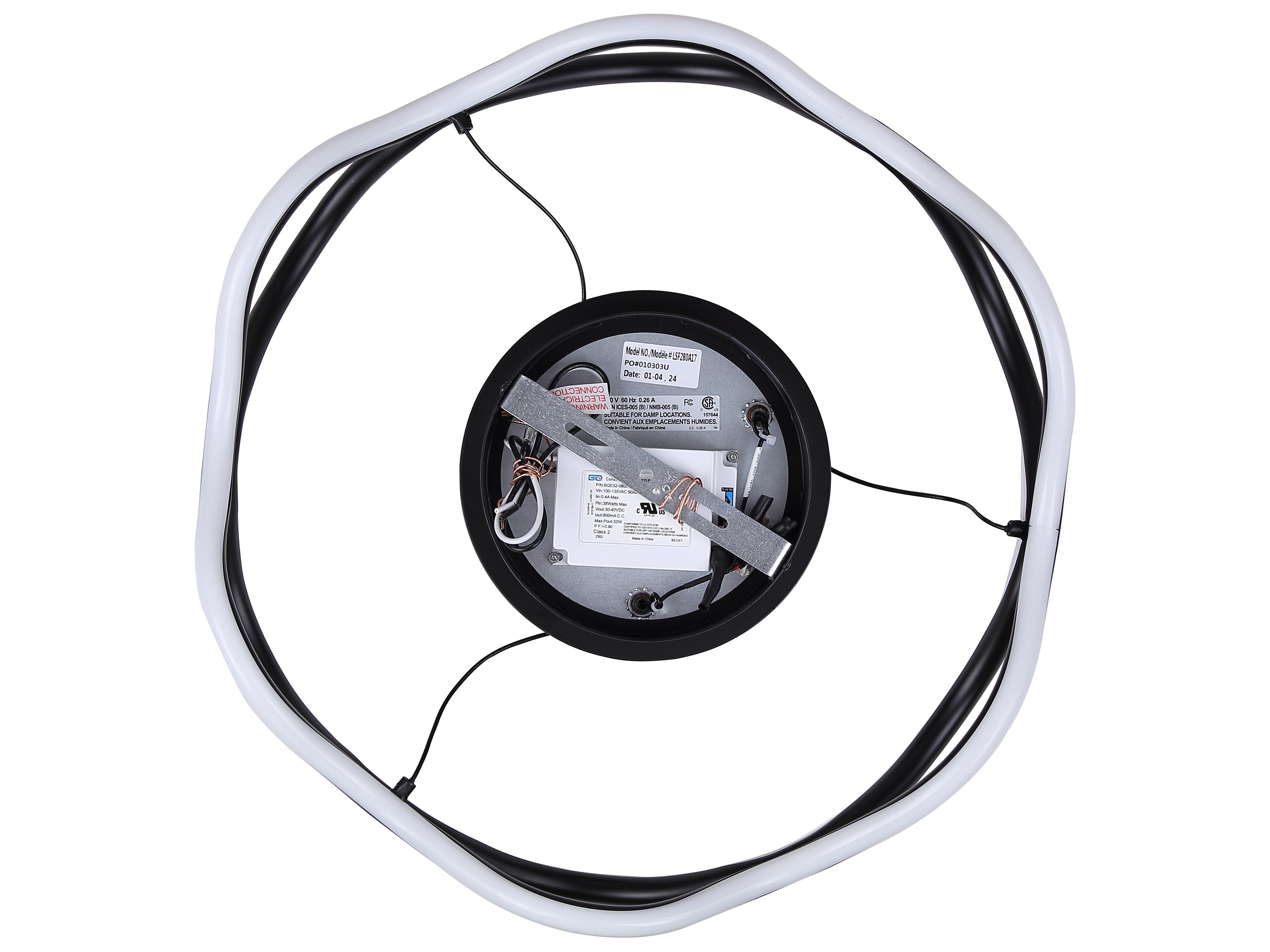 Canarm Castra 3 -light Black LED Round Semi Flush Mount