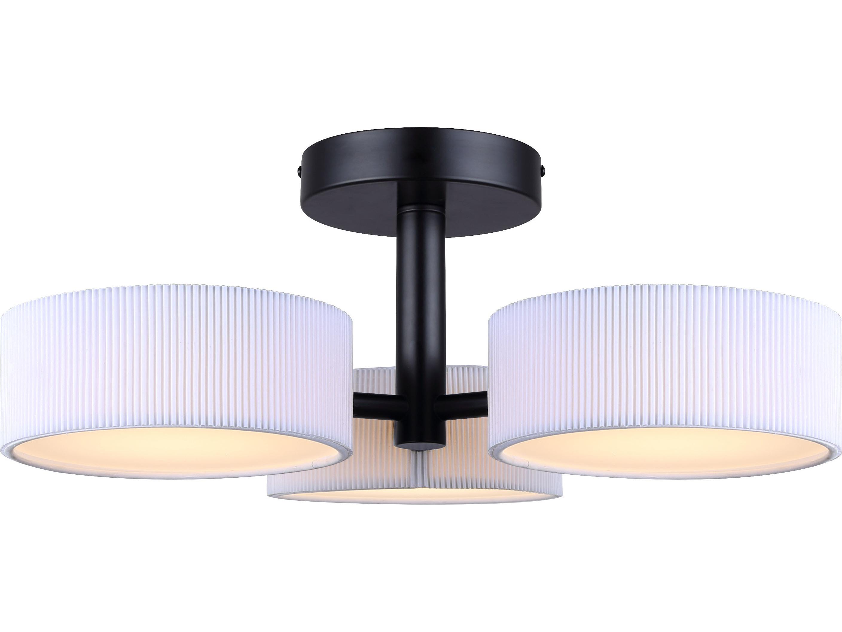 Canarm Carmynn 3 -light Black LED Drum Semi Flush Mount
