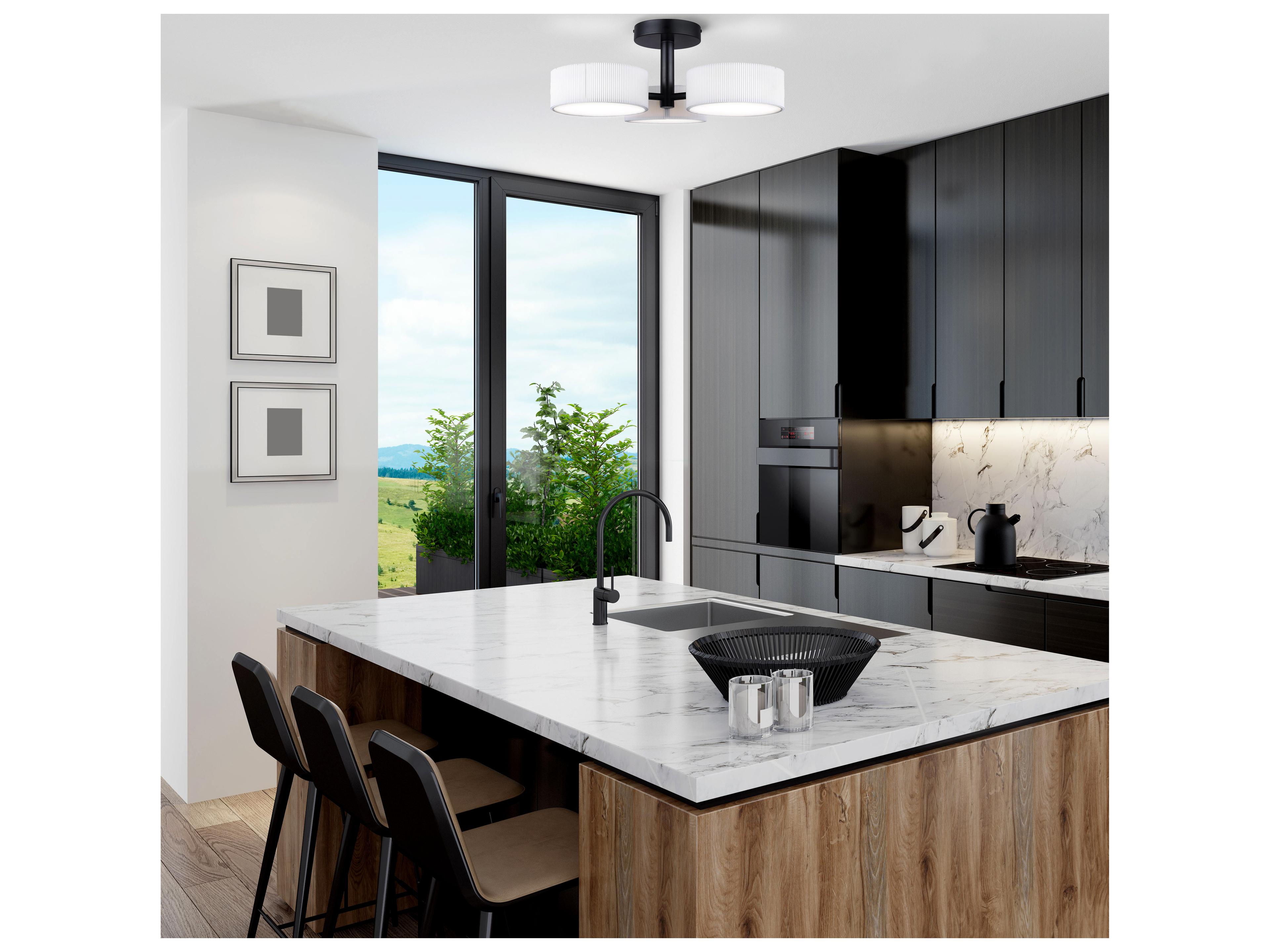 Canarm Carmynn 3 -light Black LED Drum Semi Flush Mount