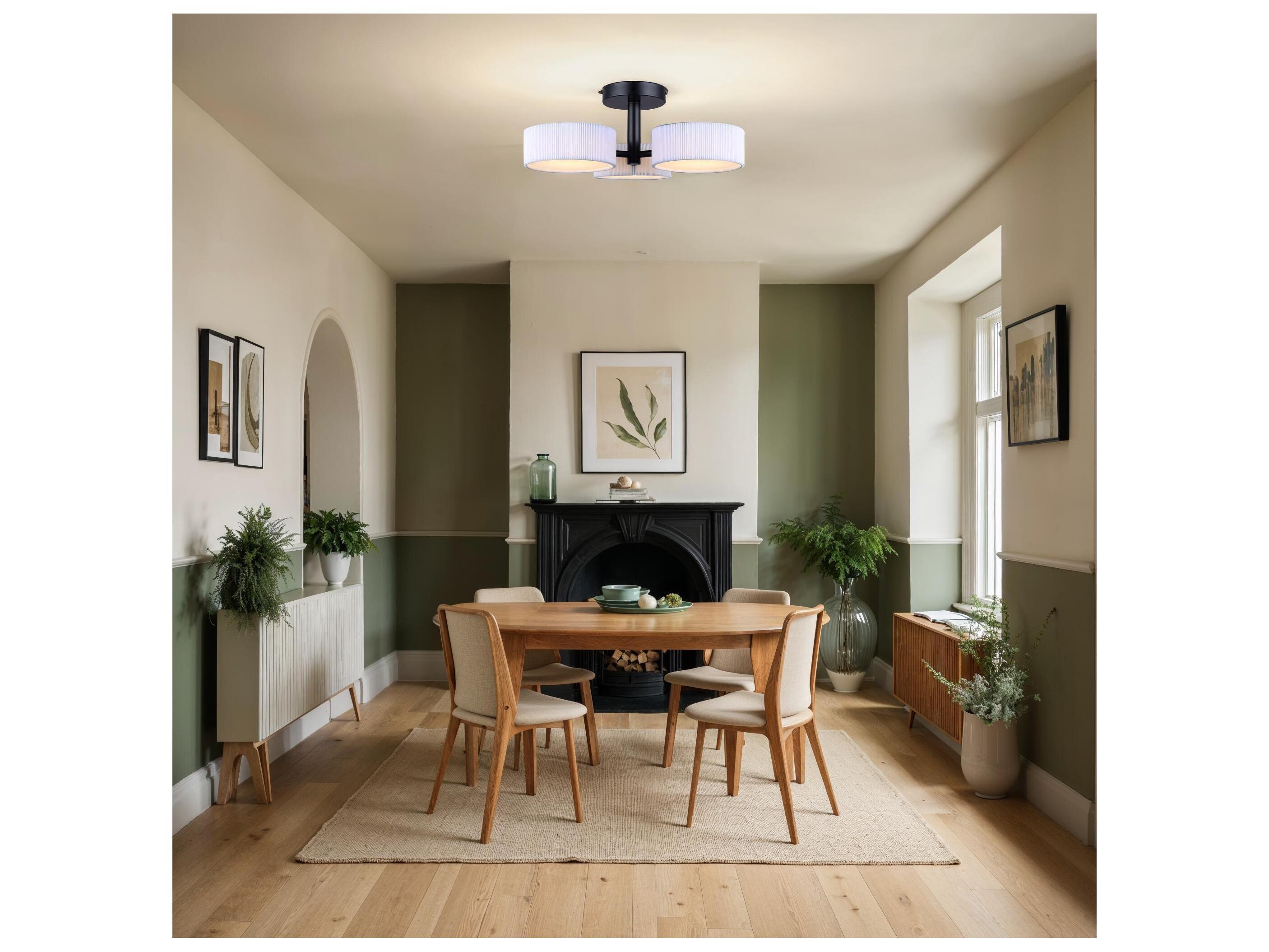 Canarm Carmynn 3 -light Black LED Drum Semi Flush Mount