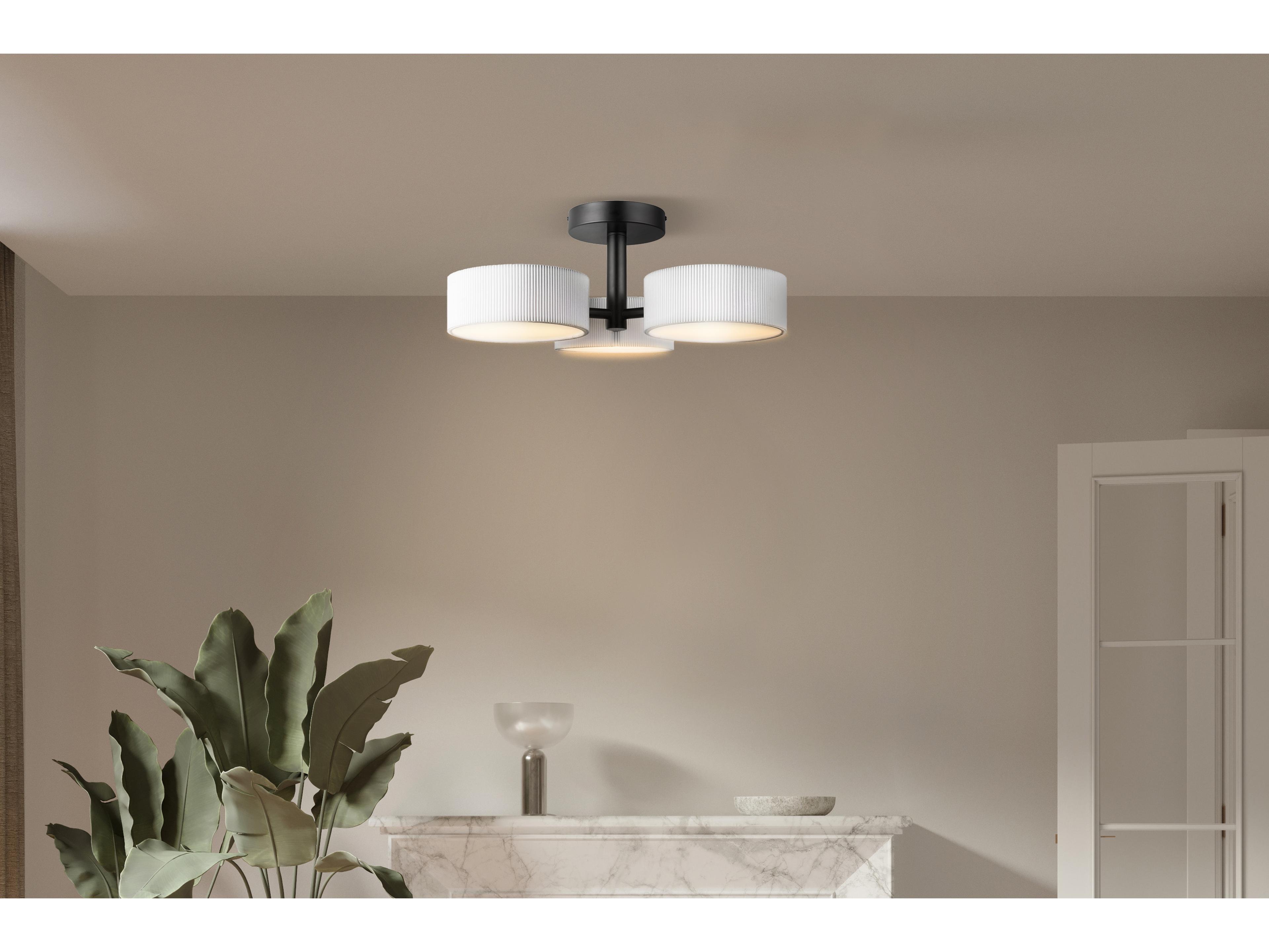 Canarm Carmynn 3 -light Black LED Drum Semi Flush Mount