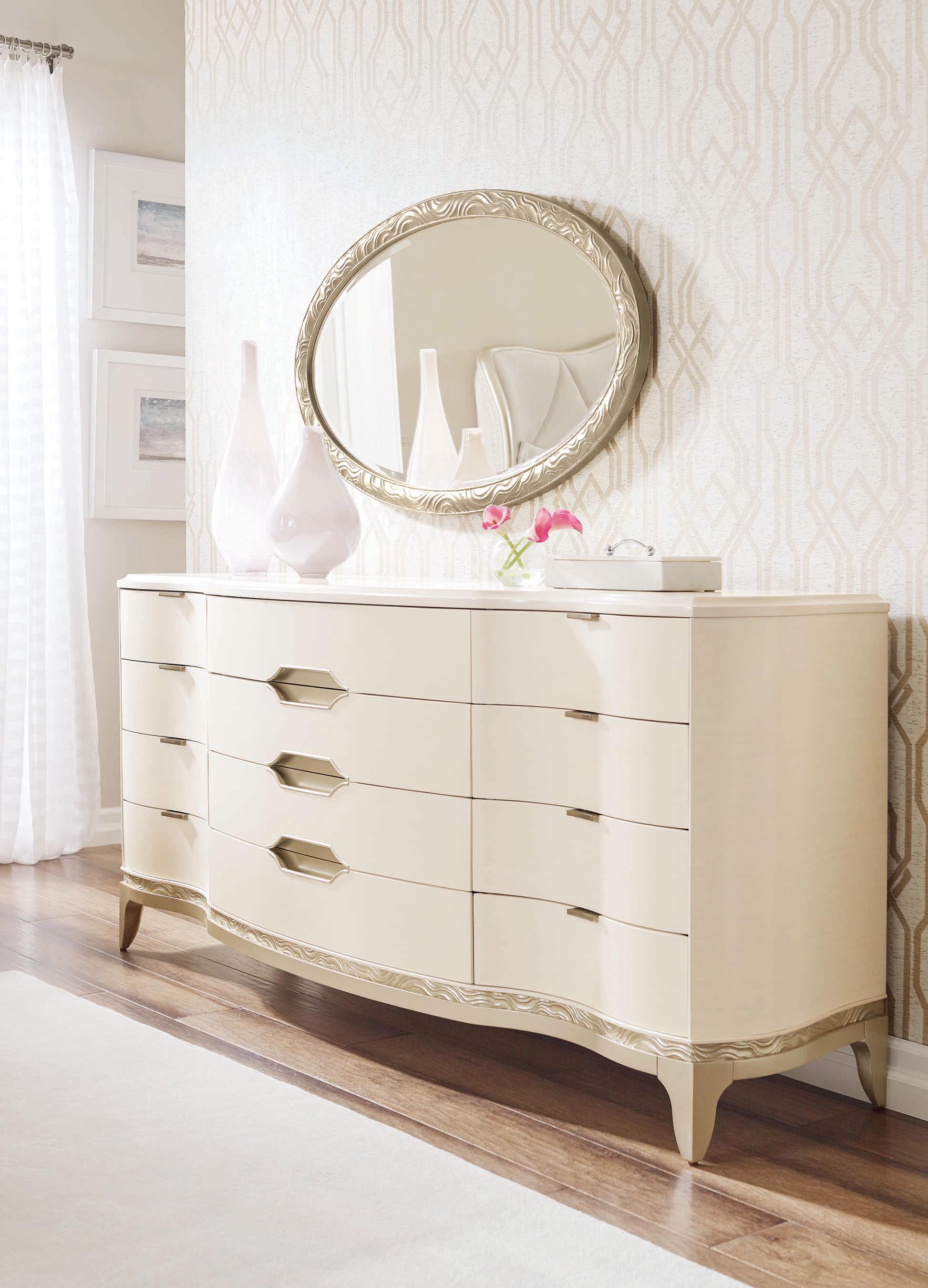 Caracole Adela Washed White 12-Drawers Birch Wood Dresser