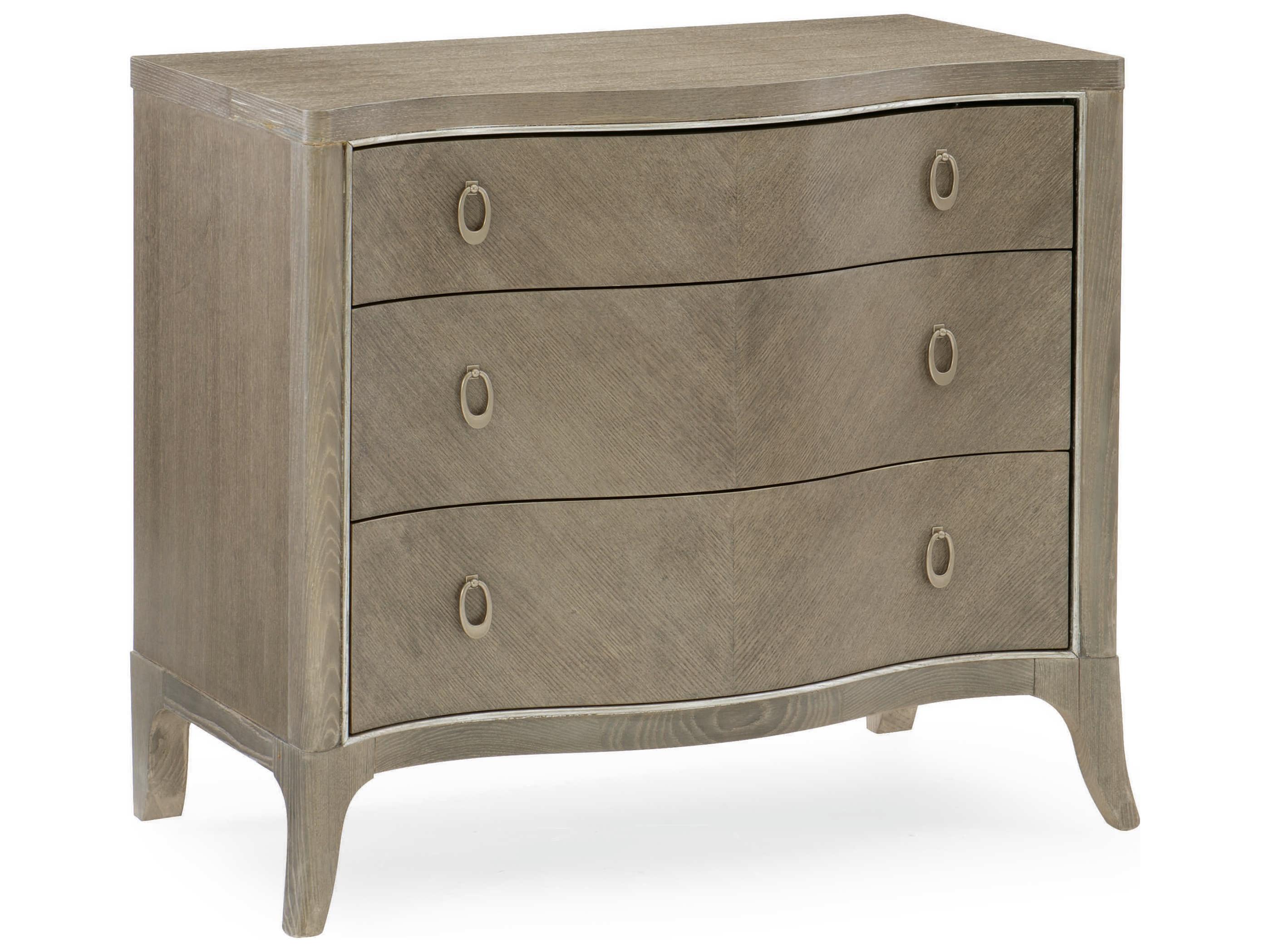 Caracole Avondale 3-Drawers Brown Ash Wood Nightstand