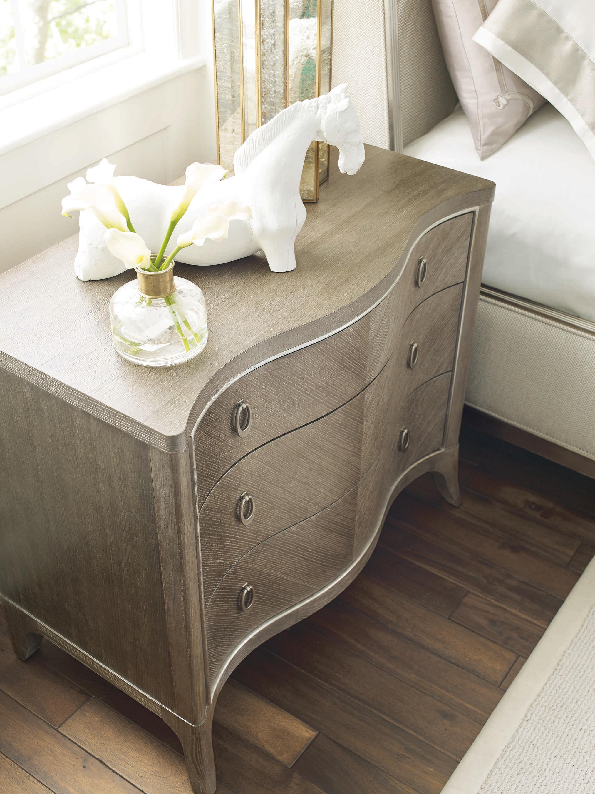 Caracole Avondale 3-Drawers Brown Ash Wood Nightstand