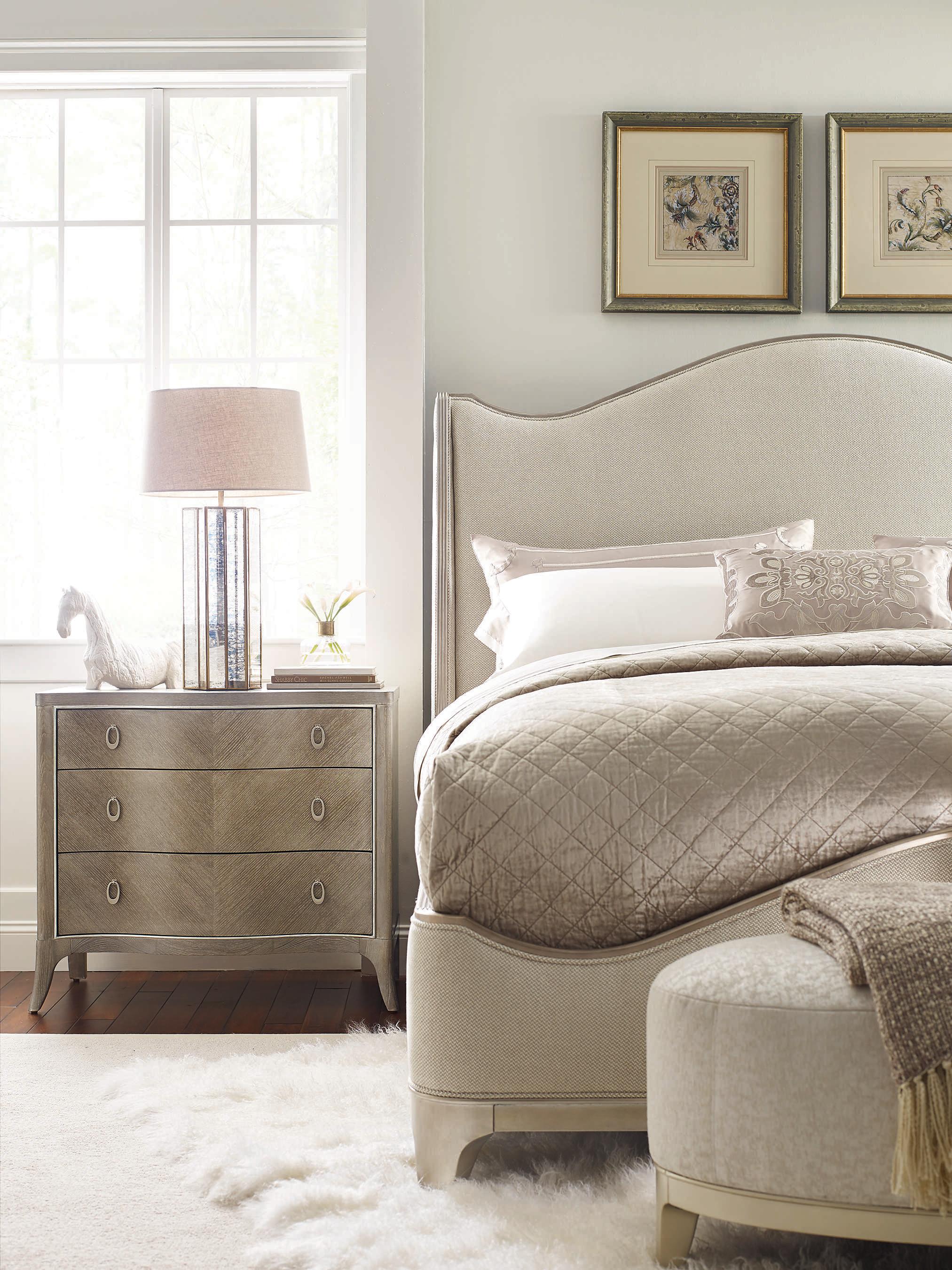 Caracole Avondale 3-Drawers Brown Ash Wood Nightstand