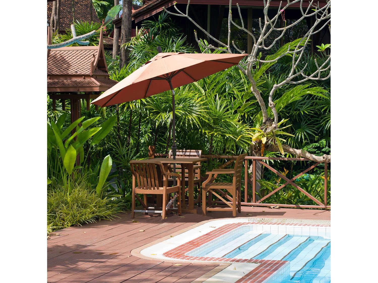 California Outdoor Patio Umbrella Quick Ship Sunset Series 9 Foot Octagon Market Aluminum Outdoor Patio Umbrella with Crank Lift System