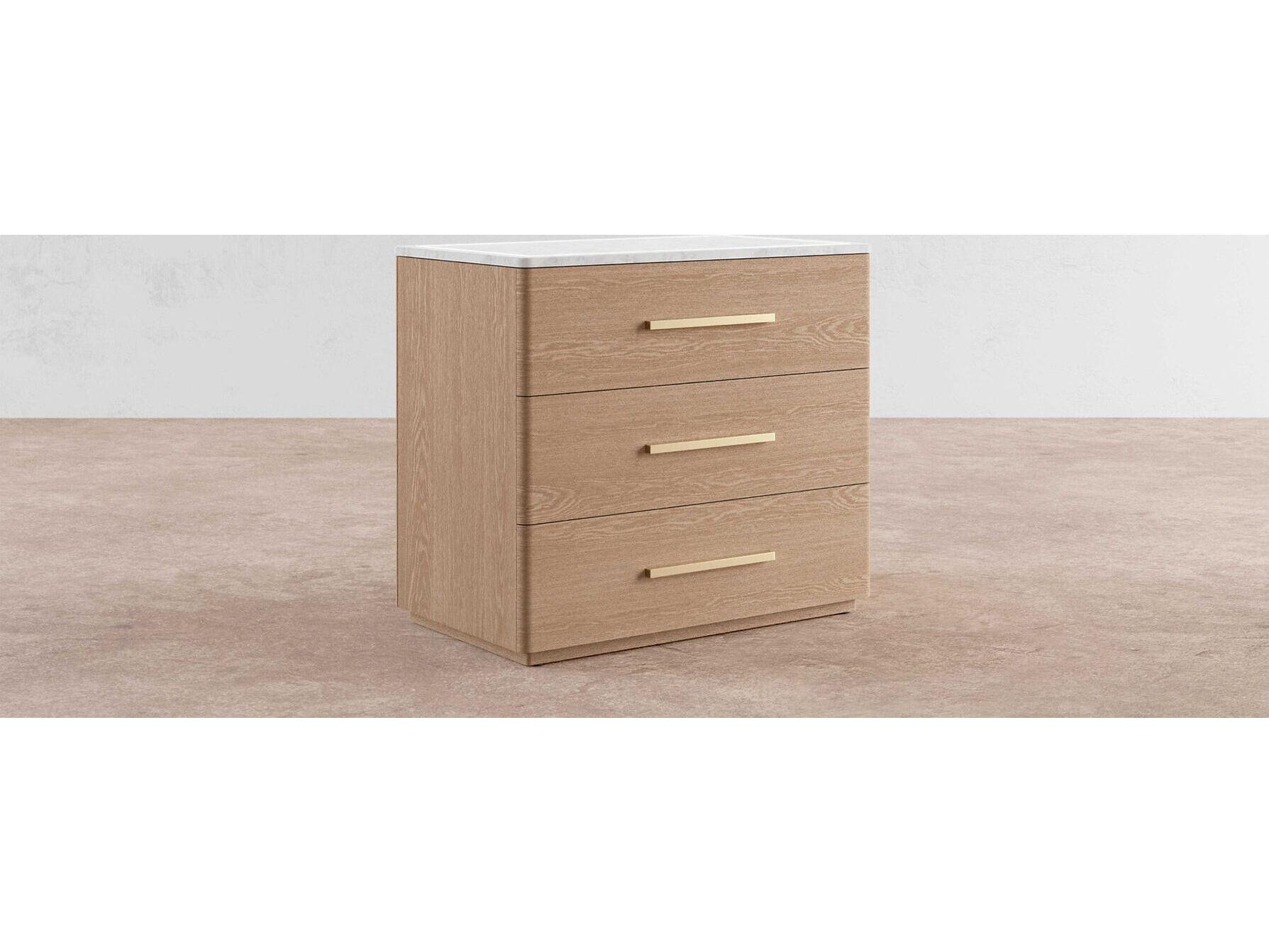 Case & Canvas Angelo 3-Drawers Oak Wood Nightstand