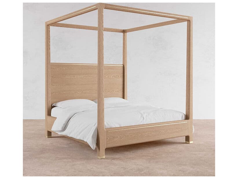 Case & Canvas Angelo Oak Wood Queen Four Poster Bed