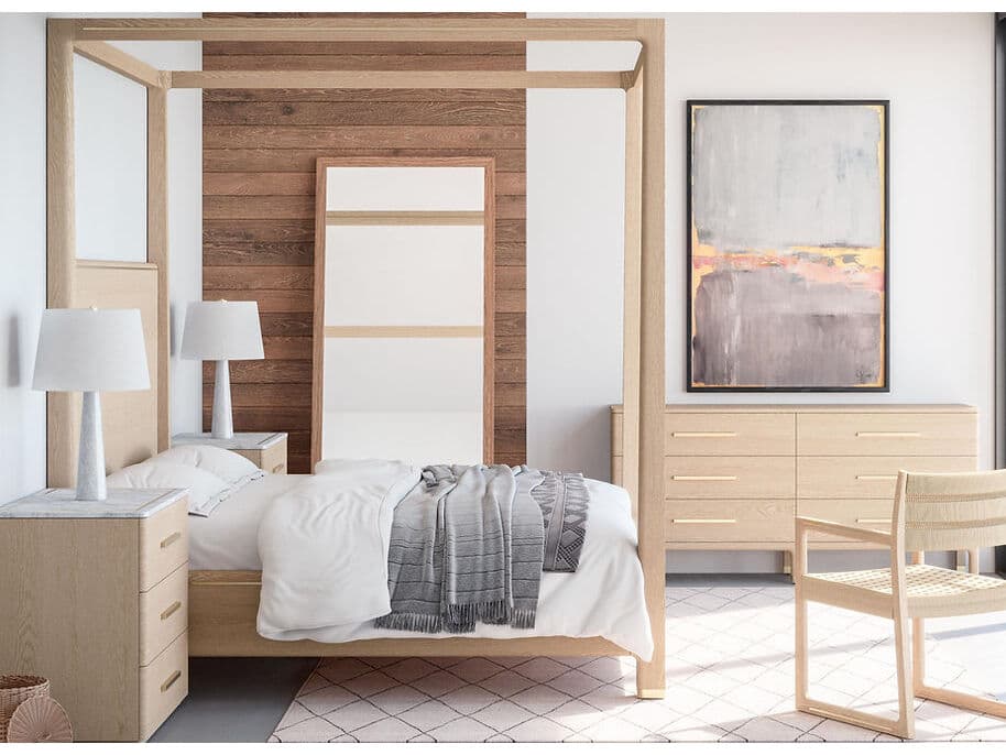 Case & Canvas Angelo Oak Wood Queen Four Poster Bed