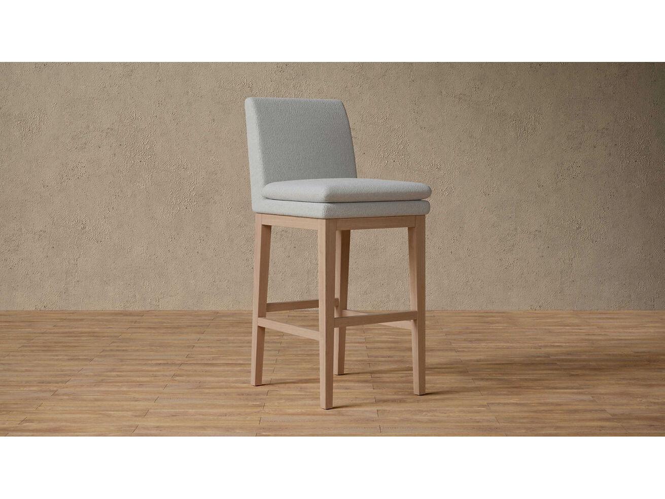Case & Canvas Chandler Upholstered Oak Wood Bar Stool