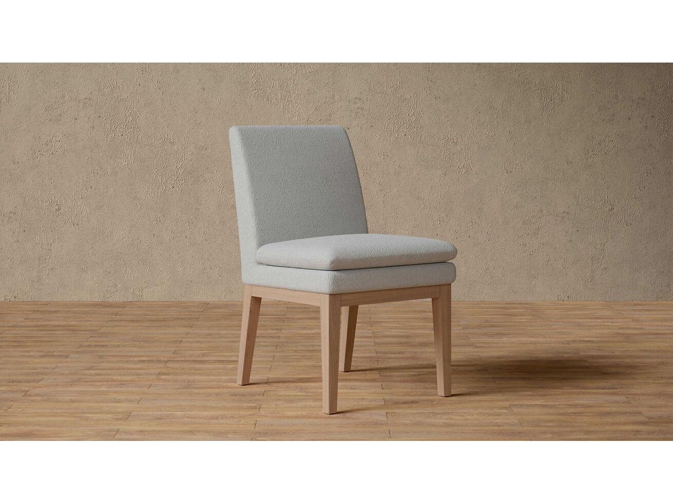 Case & Canvas Chandler Oak Wood Gray Upholstered Side Dining Chair