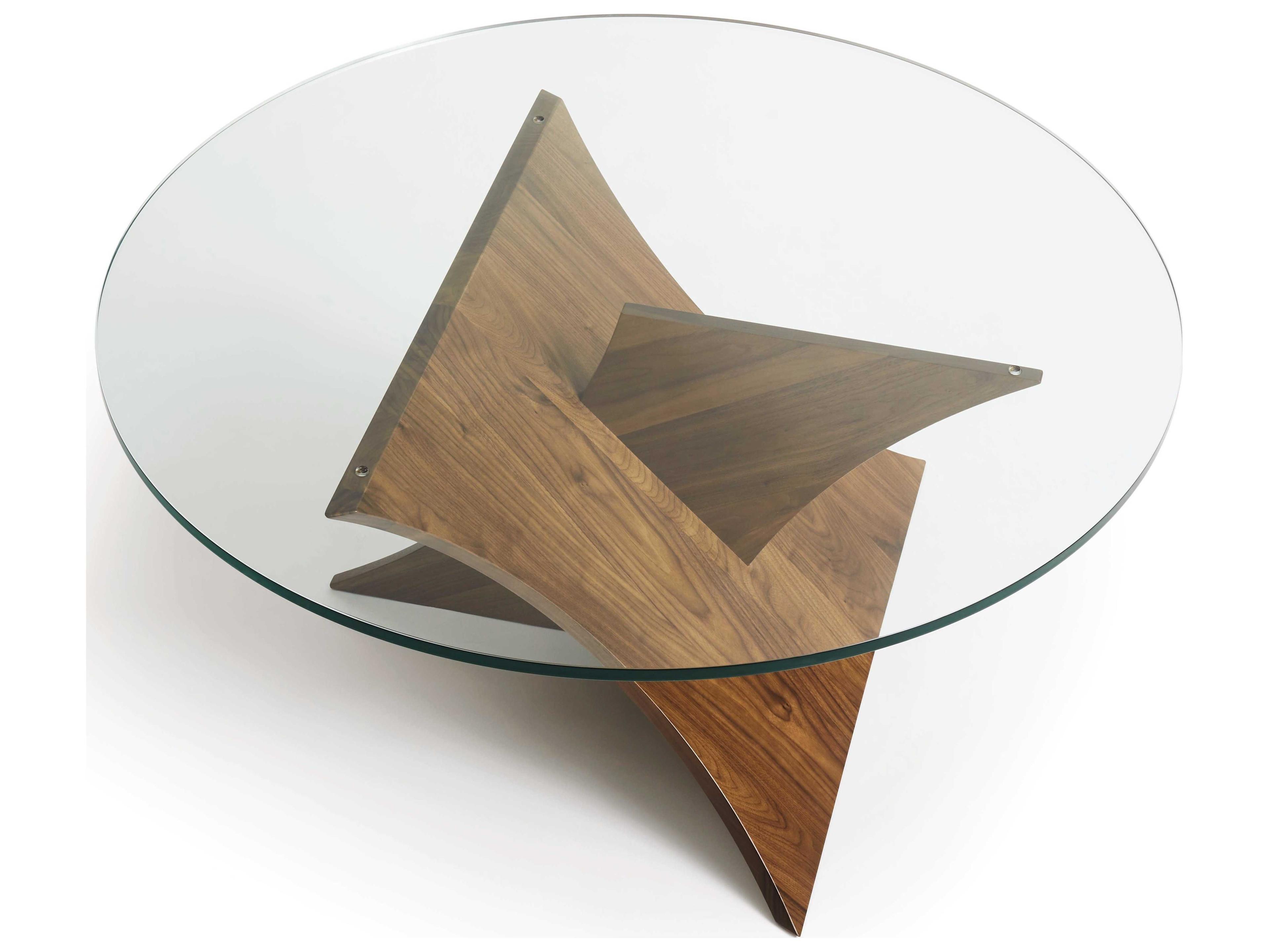 Copeland Statements Round Glass Clear Natural Walnut Coffee Table