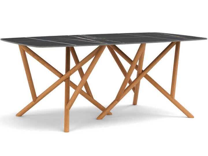 Copeland Baton Rectangular Stone Boat Shaped Dining Table