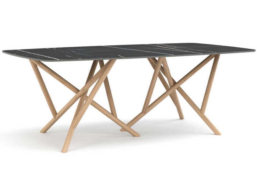 Copeland Baton Rectangular Stone Boat Shaped Dining Table