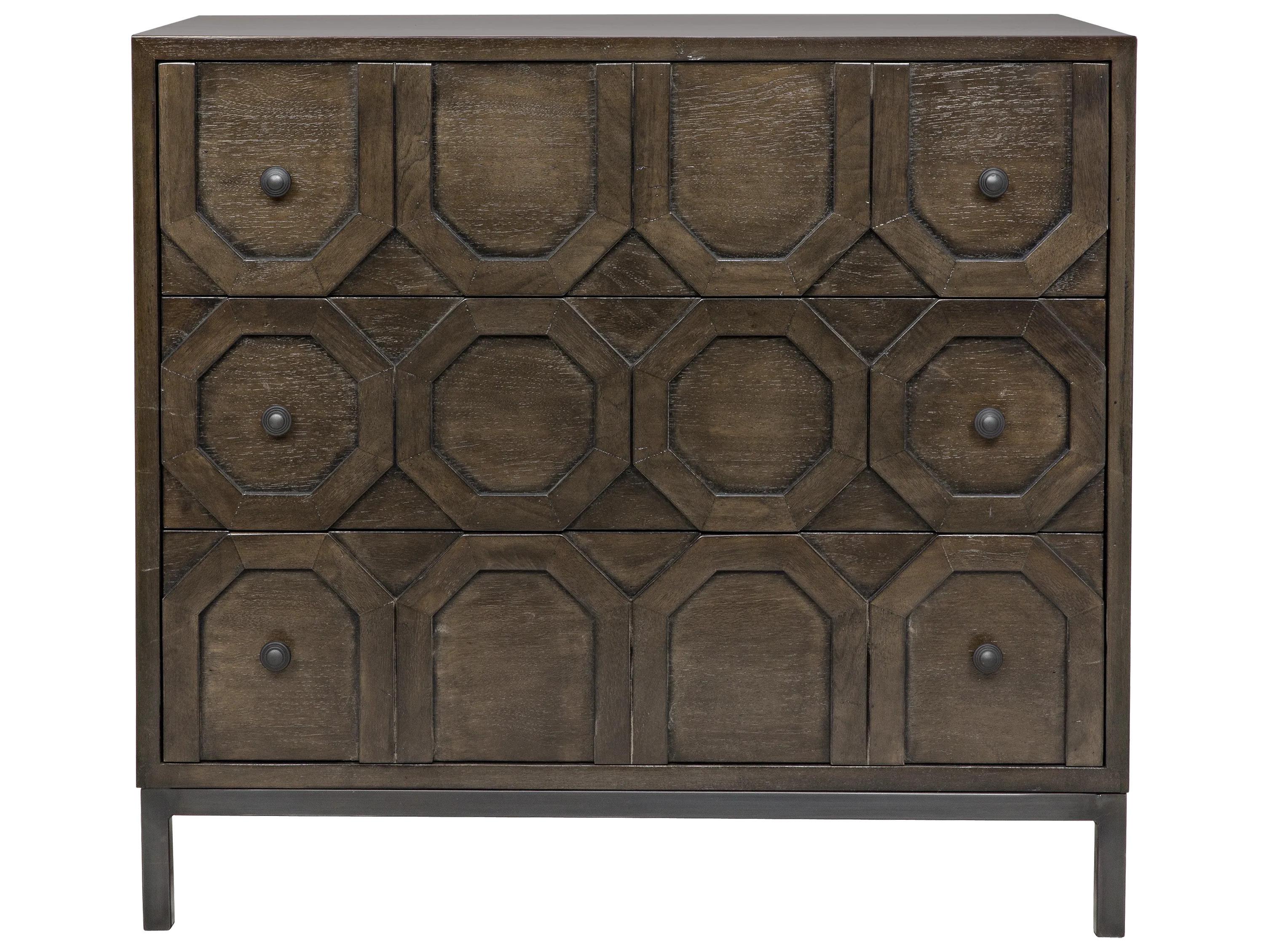 CFC Hadley 3-Drawers Brown Walnut Wood Dresser