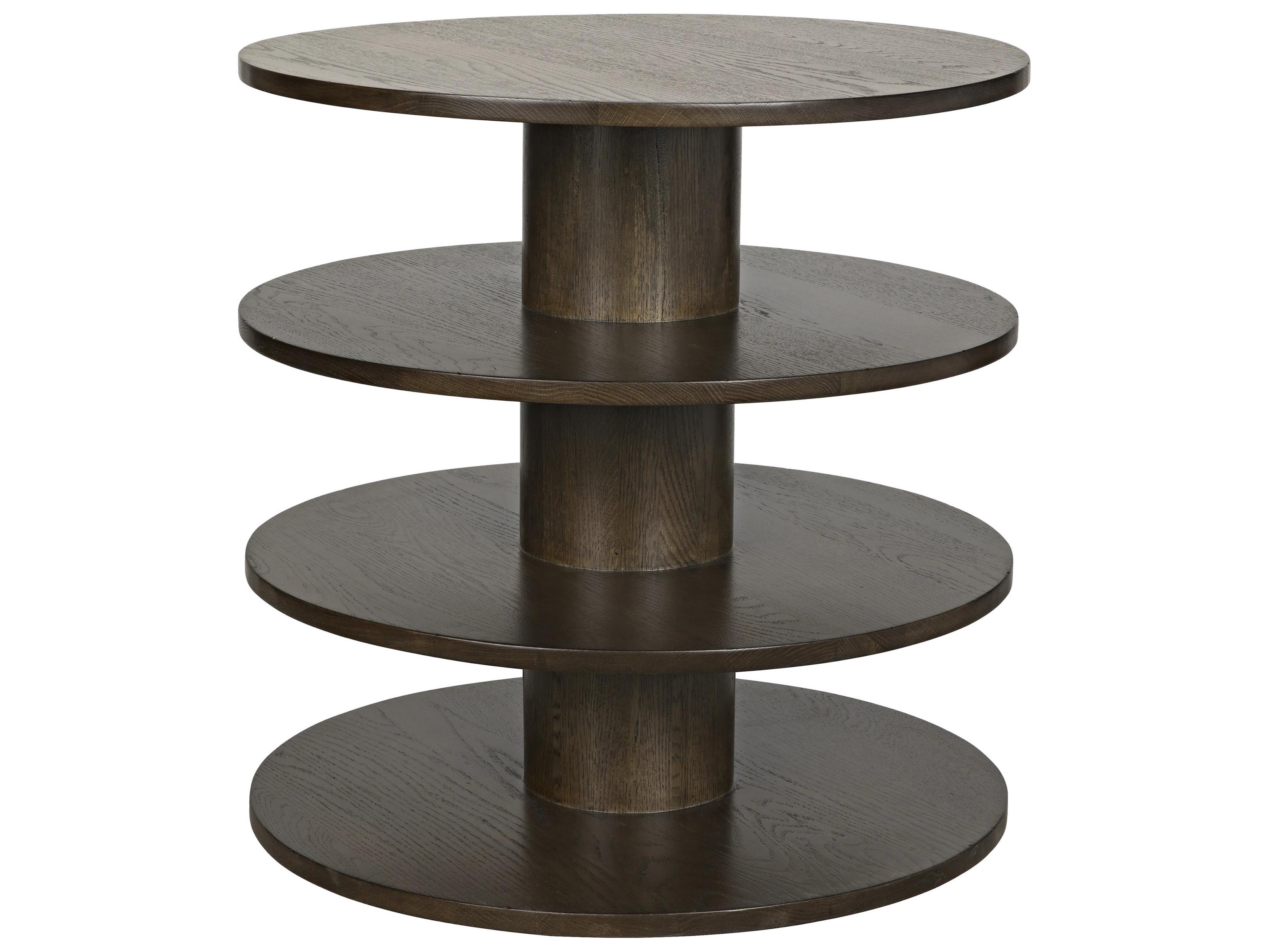CFC Marx Round Wood Light Shellac End Table