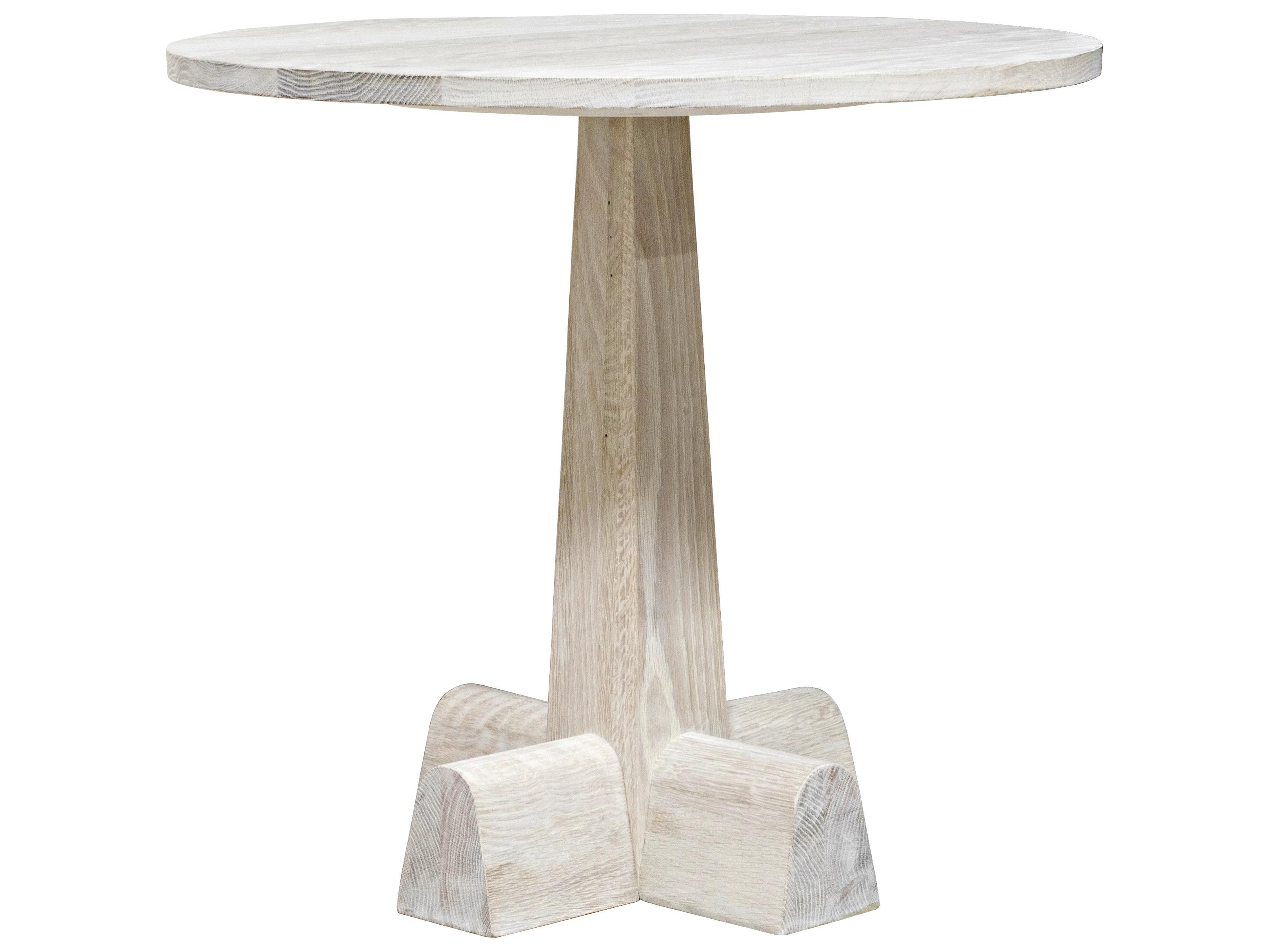 CFC Camellia Round Wood Washed Oak End Table