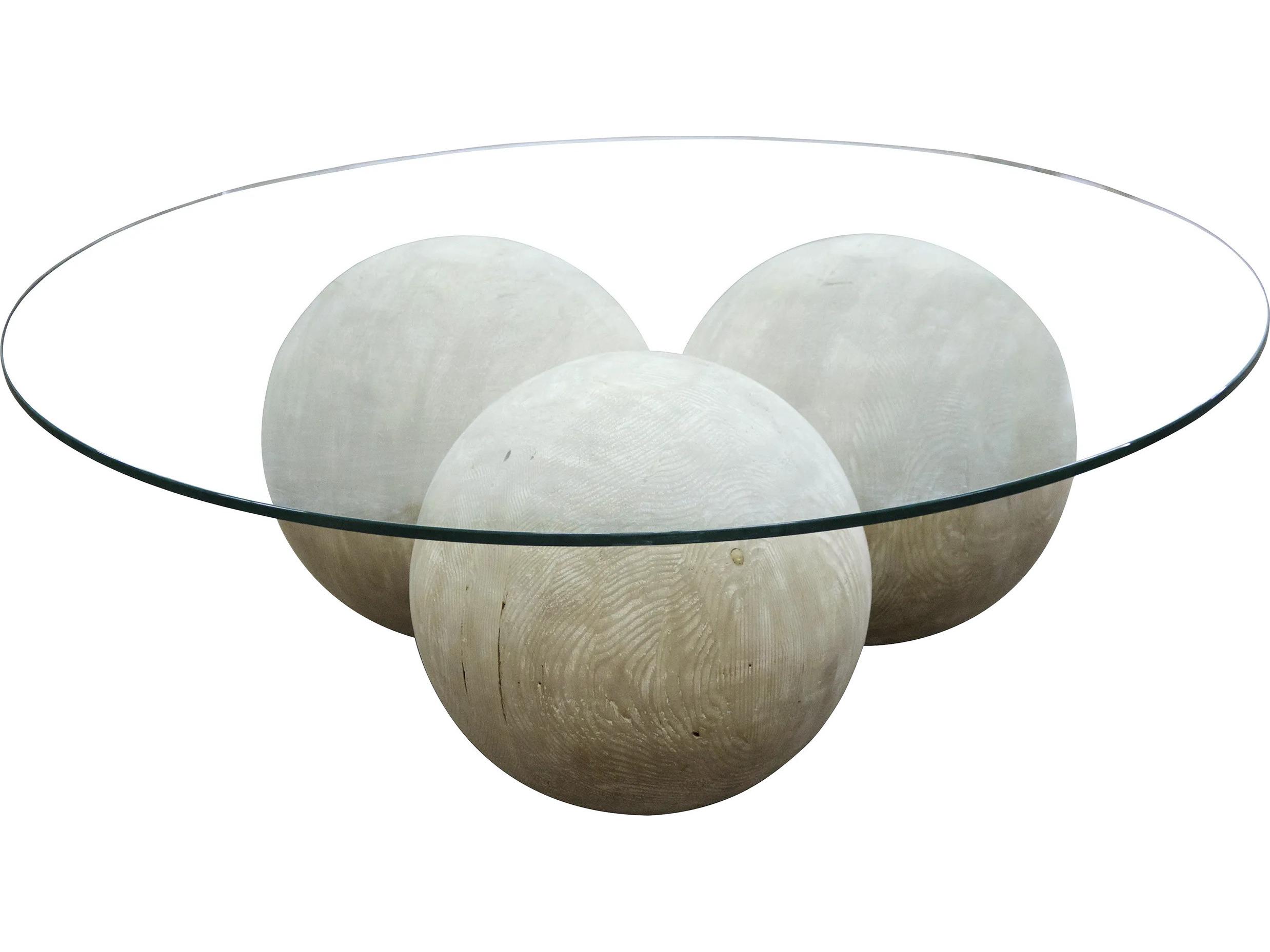 CFC Allium Round Glass Grey Wash Coffee Table