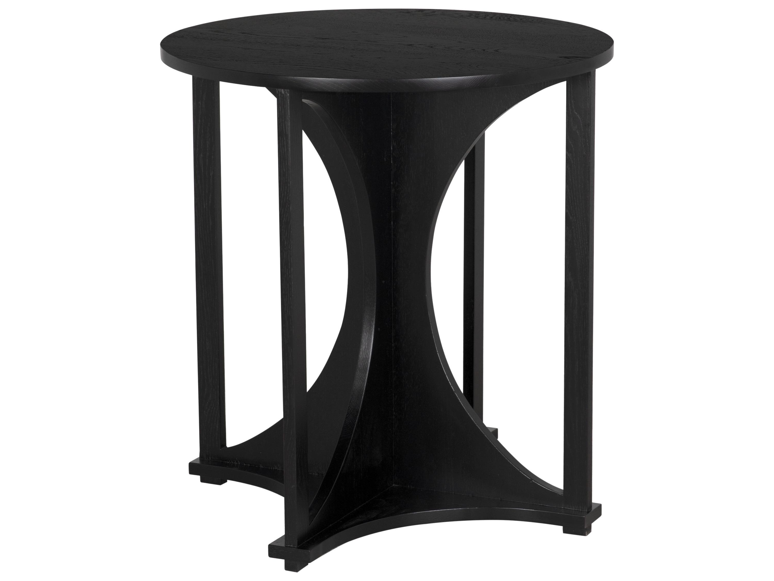 CFC Tracy Round Wood Black End Table