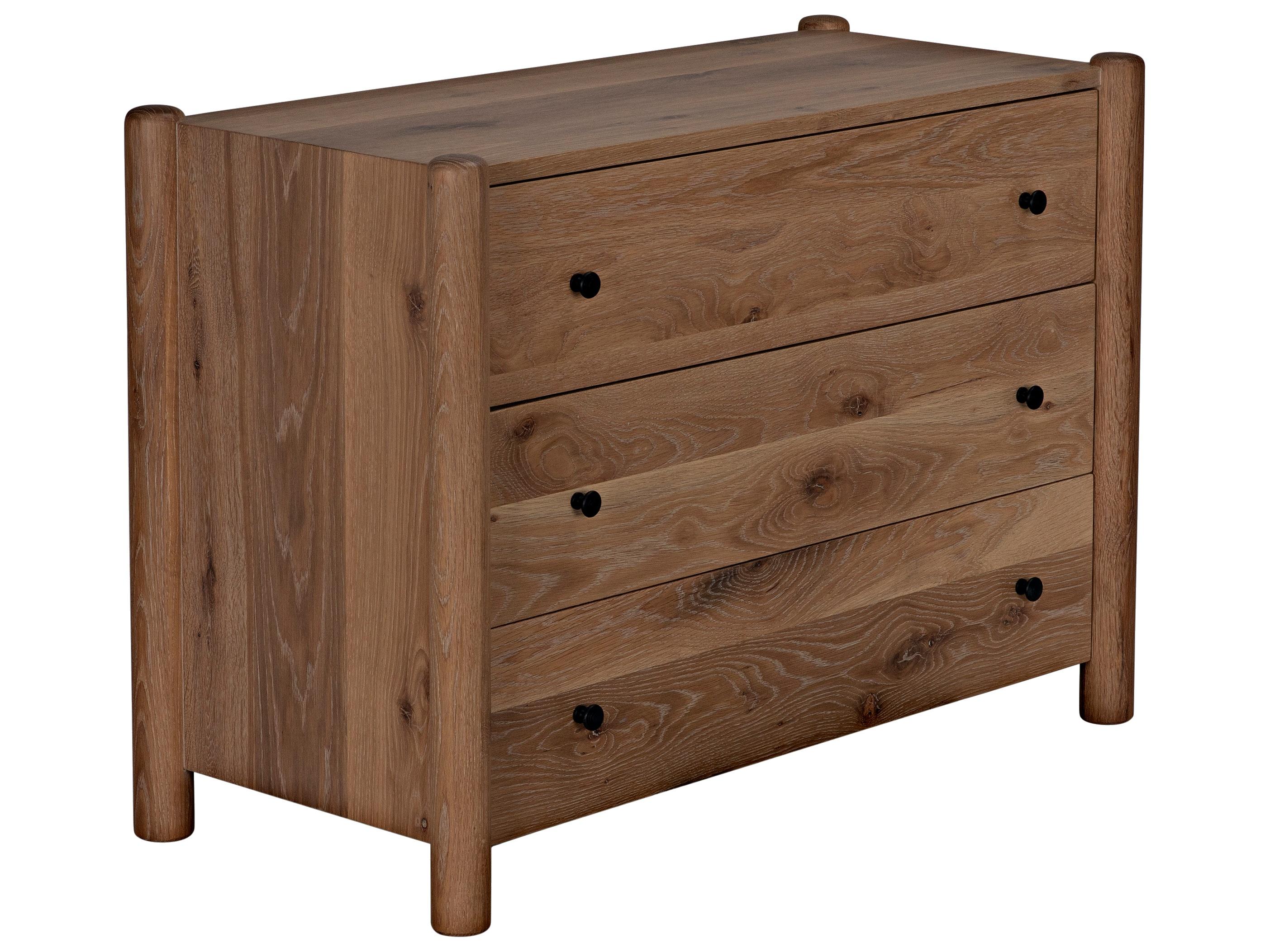 CFC Dillon 3-Drawers Brown Oak Wood Dresser