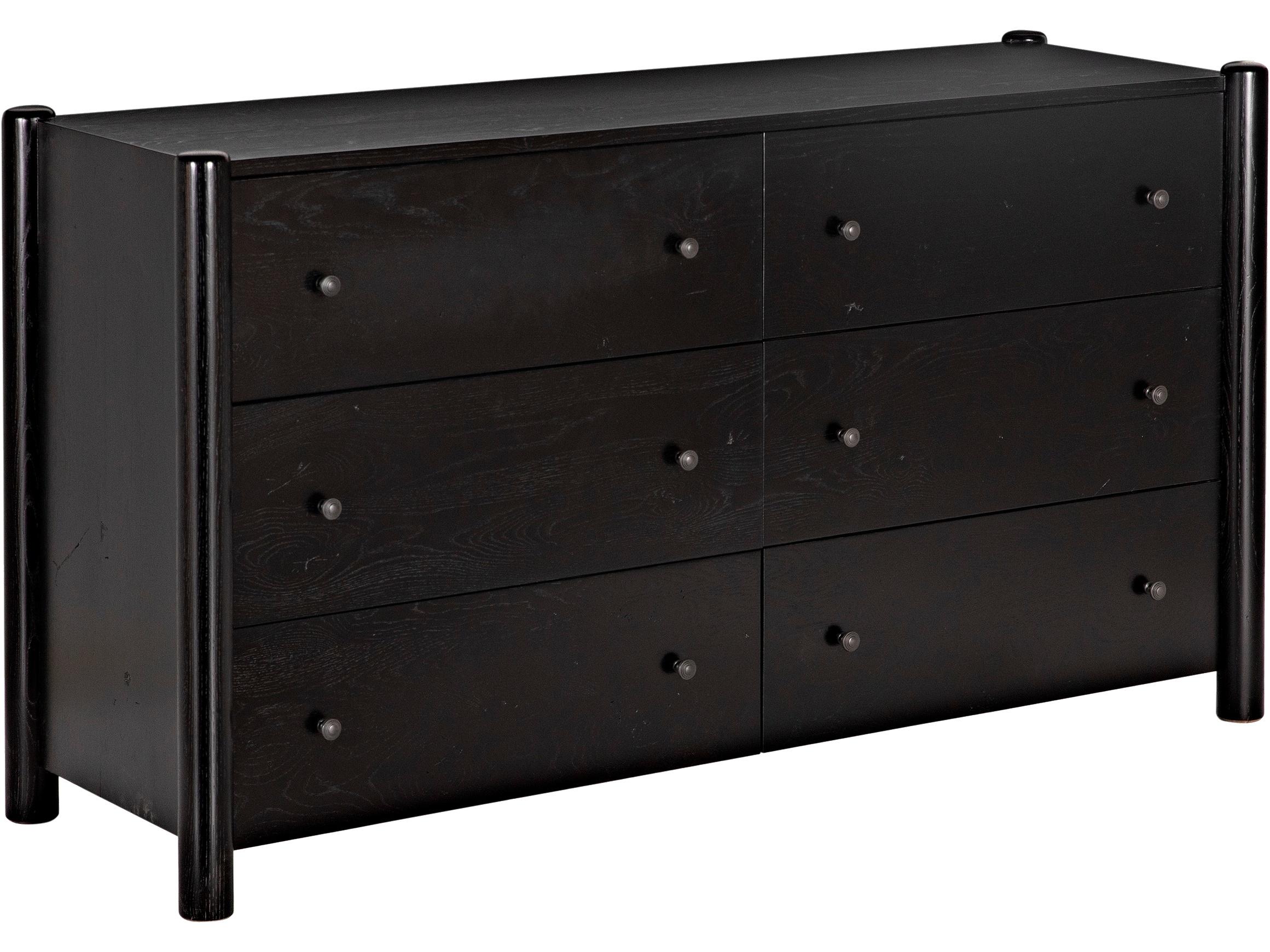 CFC Vail 6-Drawers Oak Wood Double Dresser
