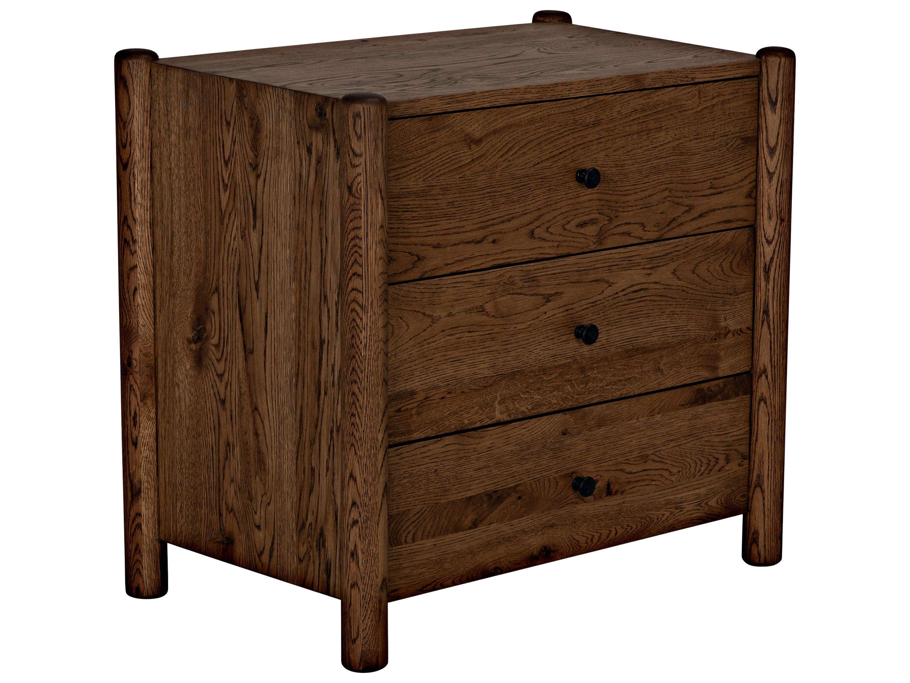 CFC Cody 3-Drawers Brown Oak Wood Nightstand