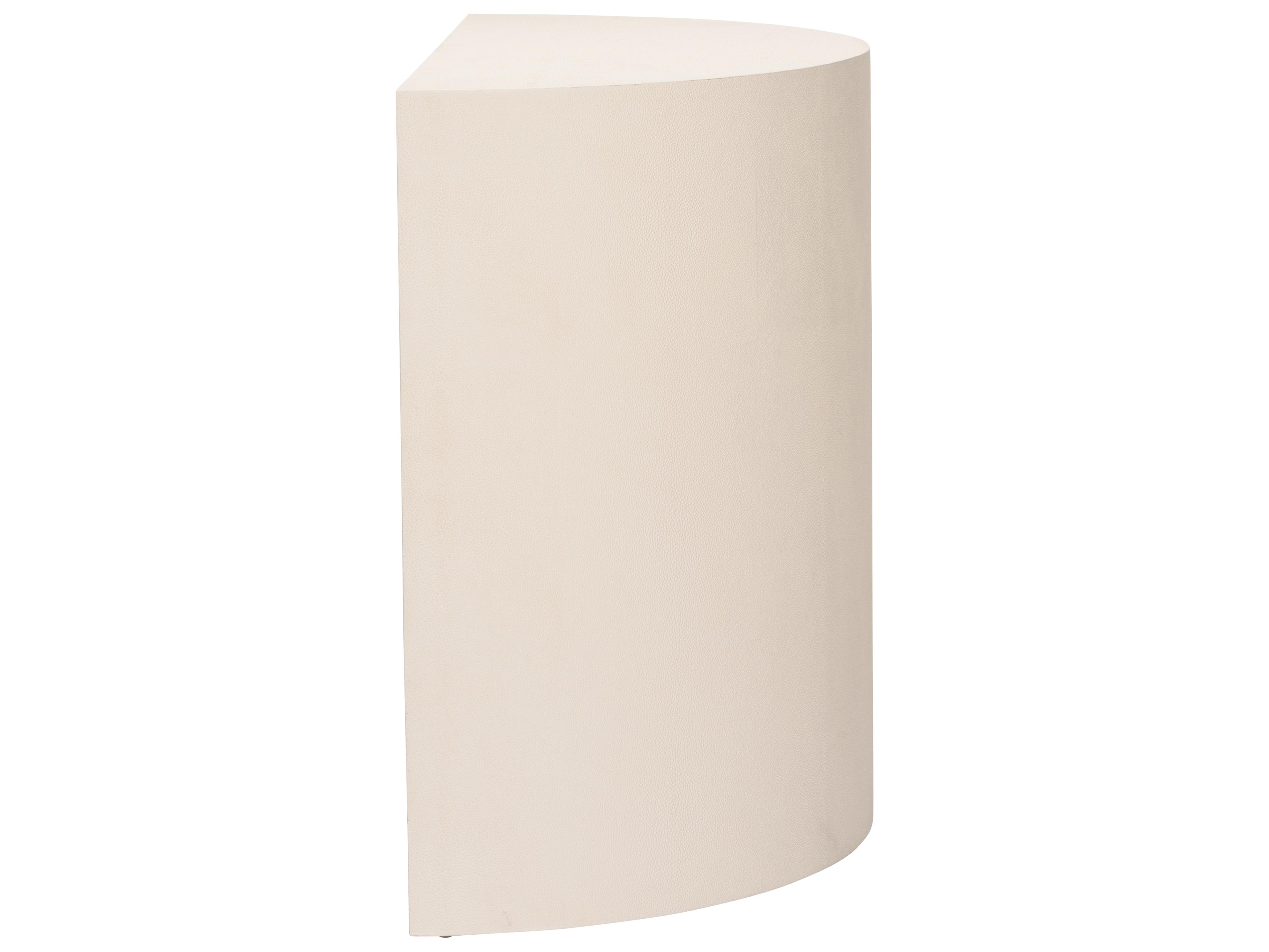 Chelsea House Elizabeth Wicker Demilune Faux Leather White Cream End Table