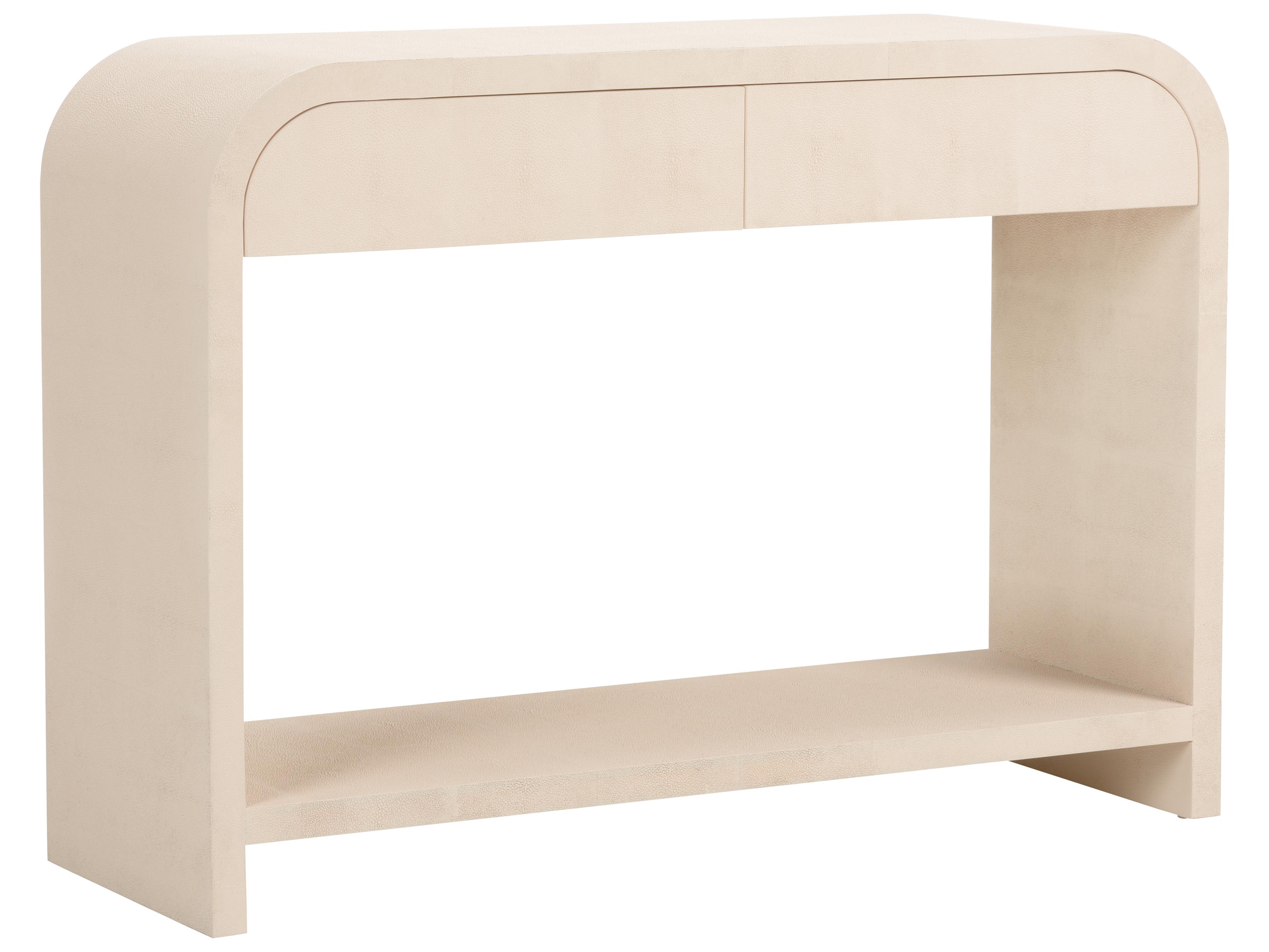 Chelsea House Elizabeth Wicker Rectangular Faux Leather White Cream Console Table
