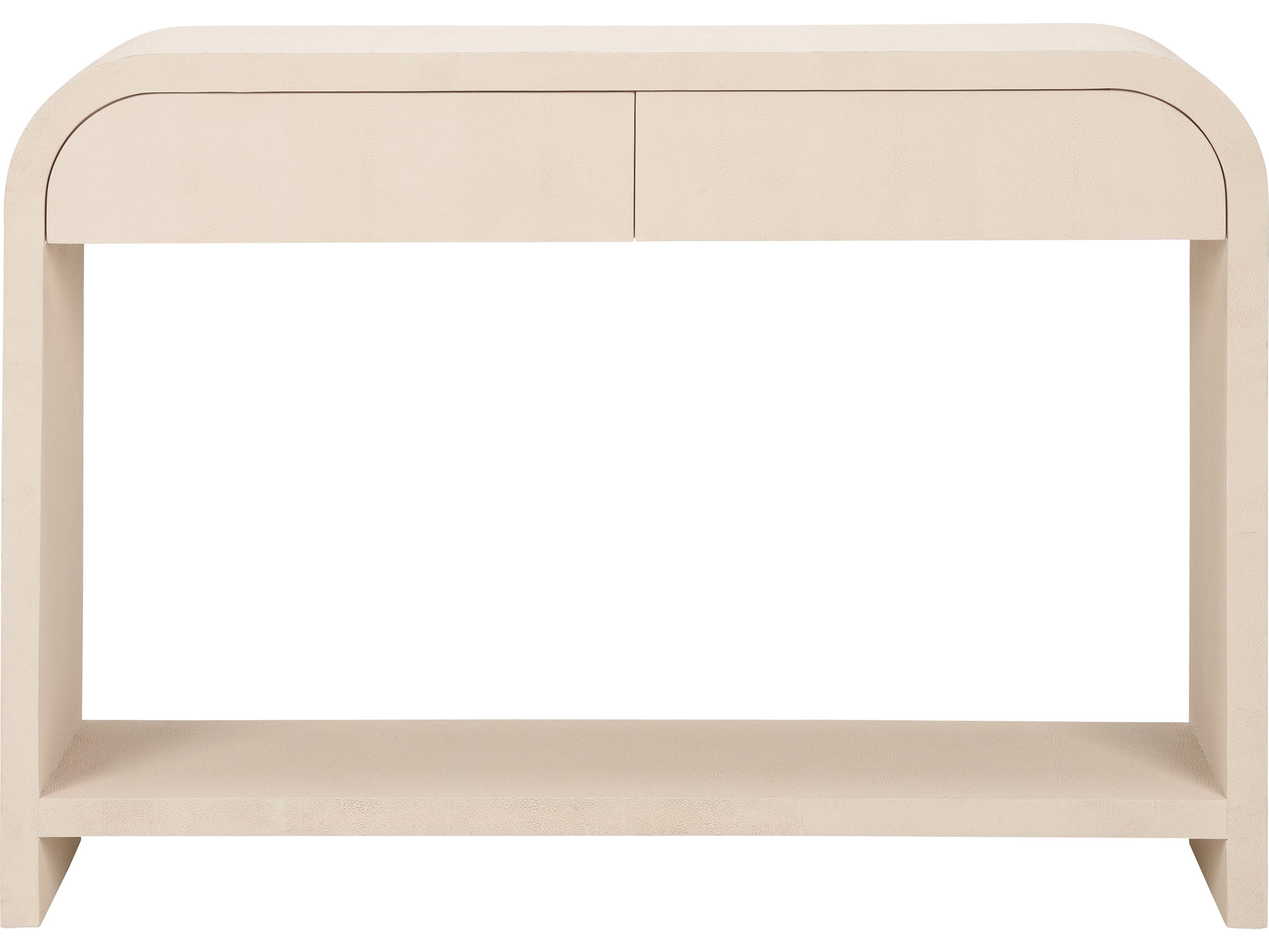 Chelsea House Elizabeth Wicker Rectangular Faux Leather White Cream Console Table